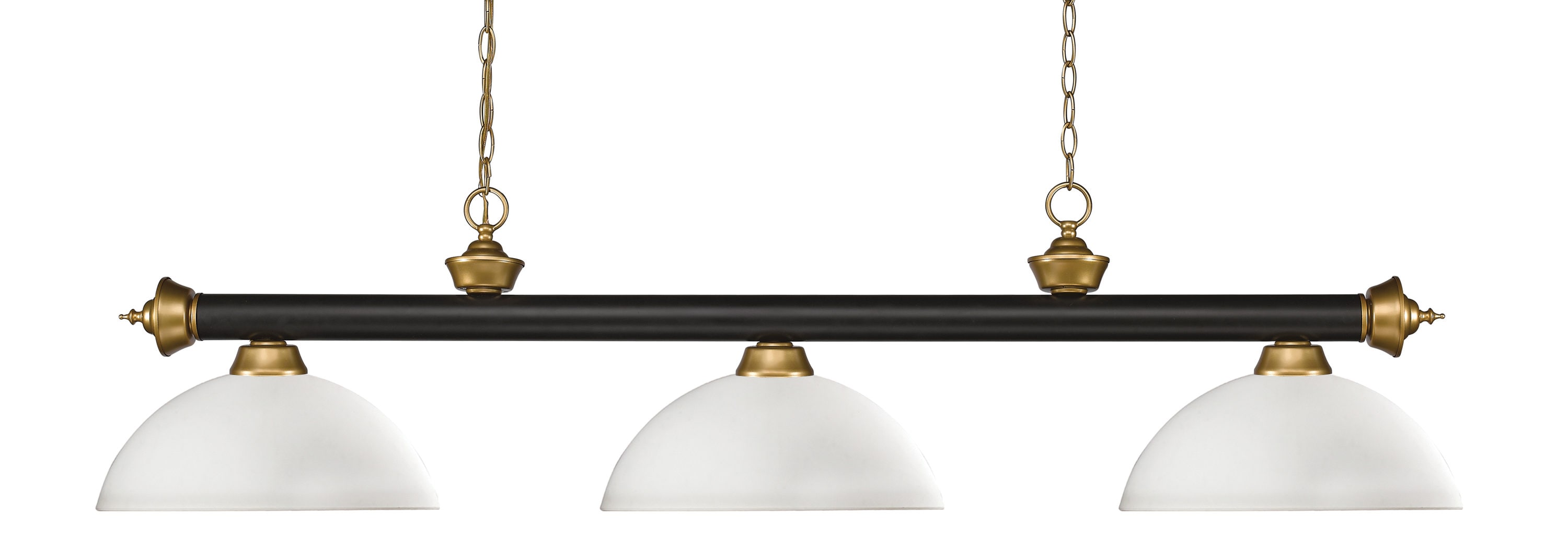 Z-Lite 200-3BRZ+SG-DMO14 Riviera Bronze + Satin Gold Incandescent Medium base (E-26) Pool Table Lighting