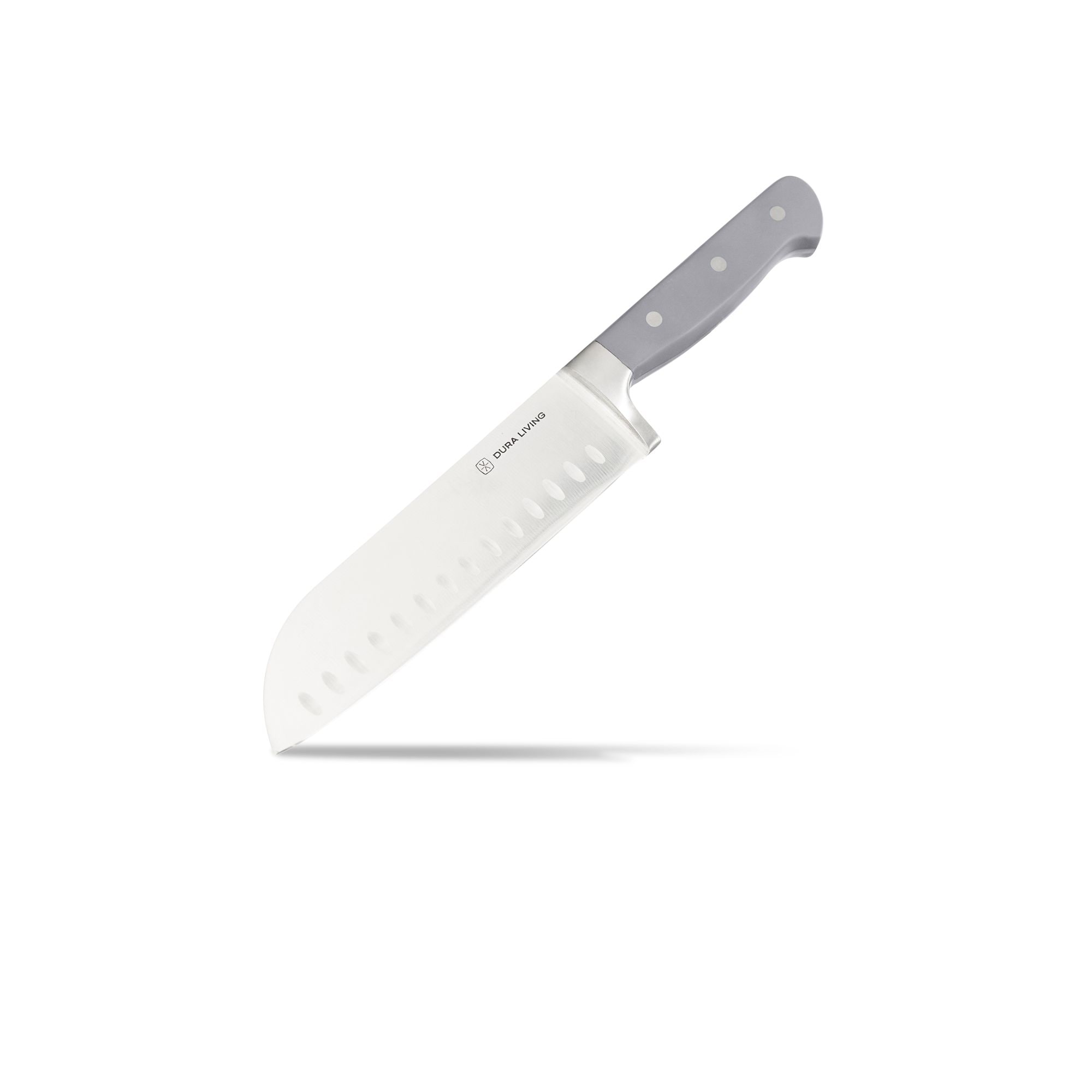 Dura Living  Signature Forged Stainless Steel Knife Collection - Santoku Knife (7-Inches) Grey