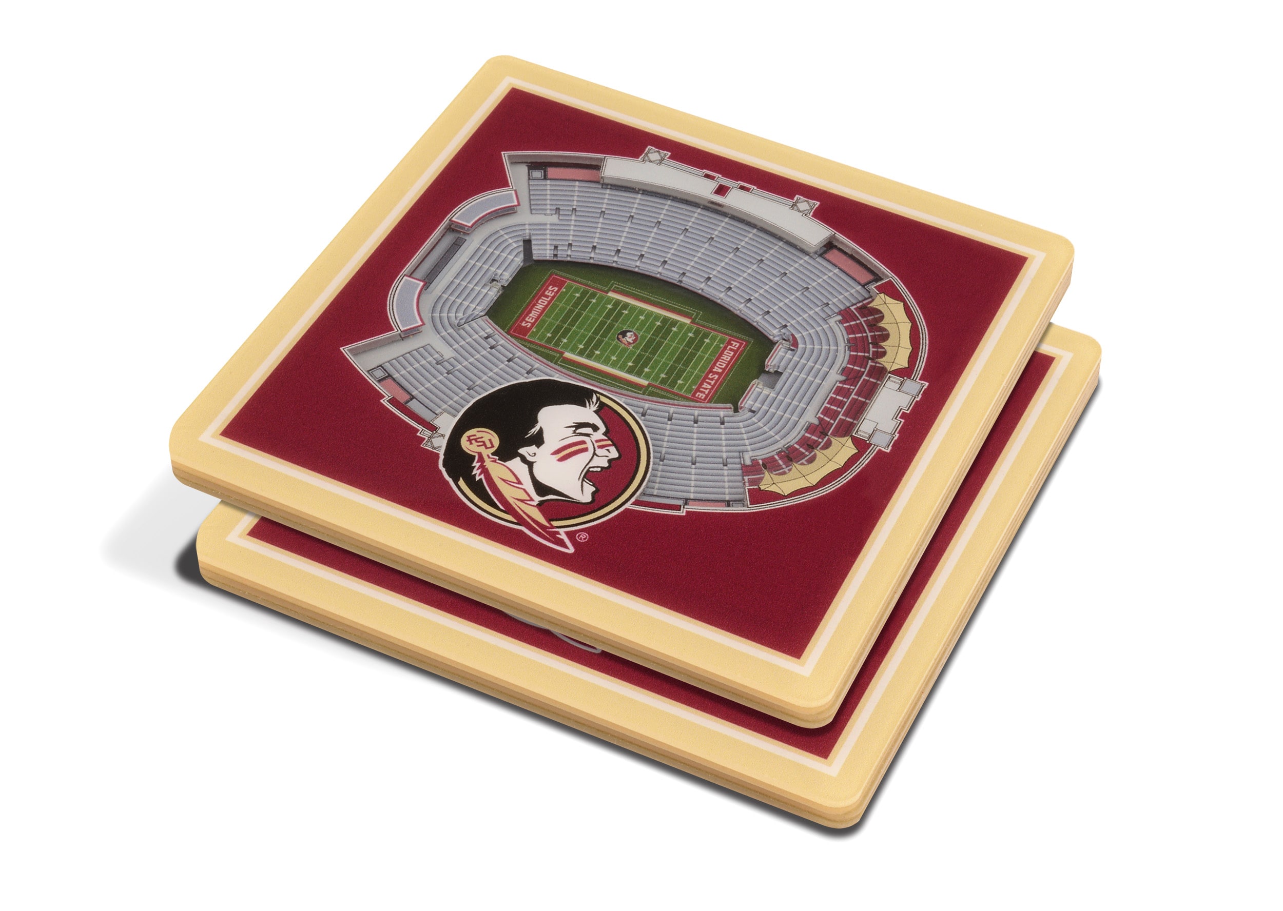 StadiumViews 9022756 Florida State Seminoles 3D StadiumView Coasters 2-Pack Acrylic Team Colors Bottle/Can Holder