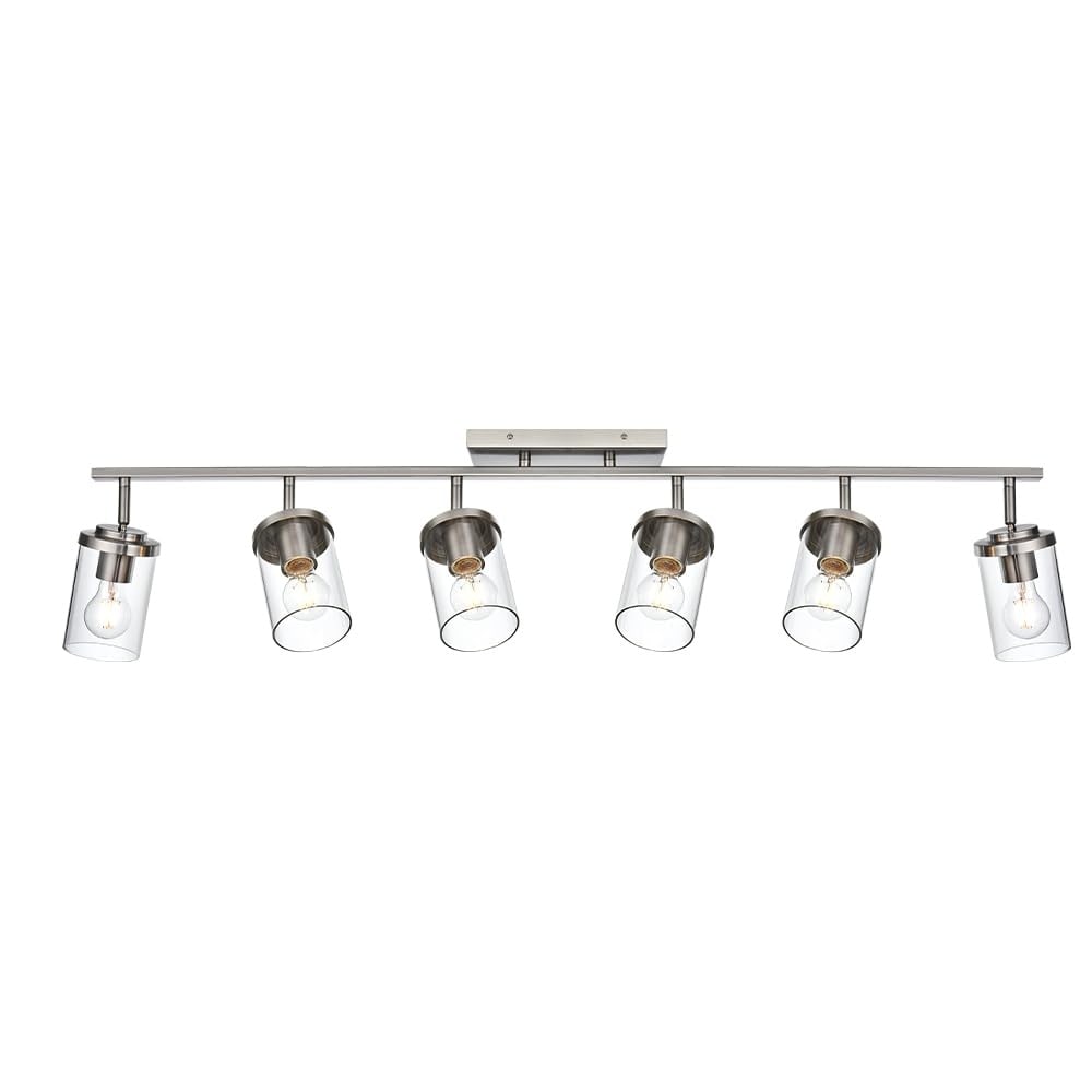 Vrbgify  6-Light Track Lighting Kit Brushed Nickel Modern Farmhouse Adjustable Ceiling or Wall Mount E26 Socket for Bathroom Kitchen Office