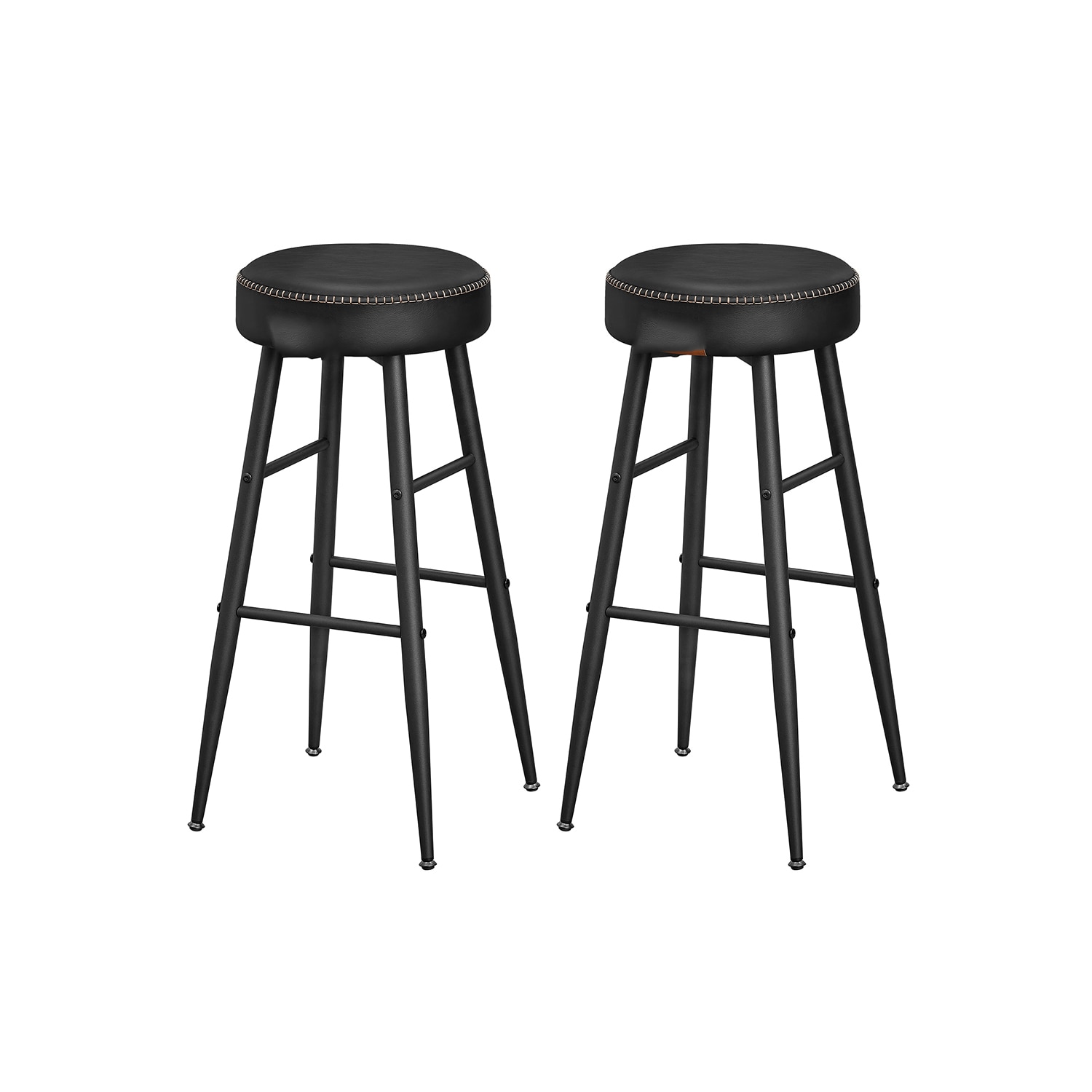 Slickblue Set of 2- Counter/ Bar Stool with Back Matte Steel Frame with Footrest for Kitchen or Home Bar- 24.8/ 30 Inch H- Simply Black/Caramel Brown