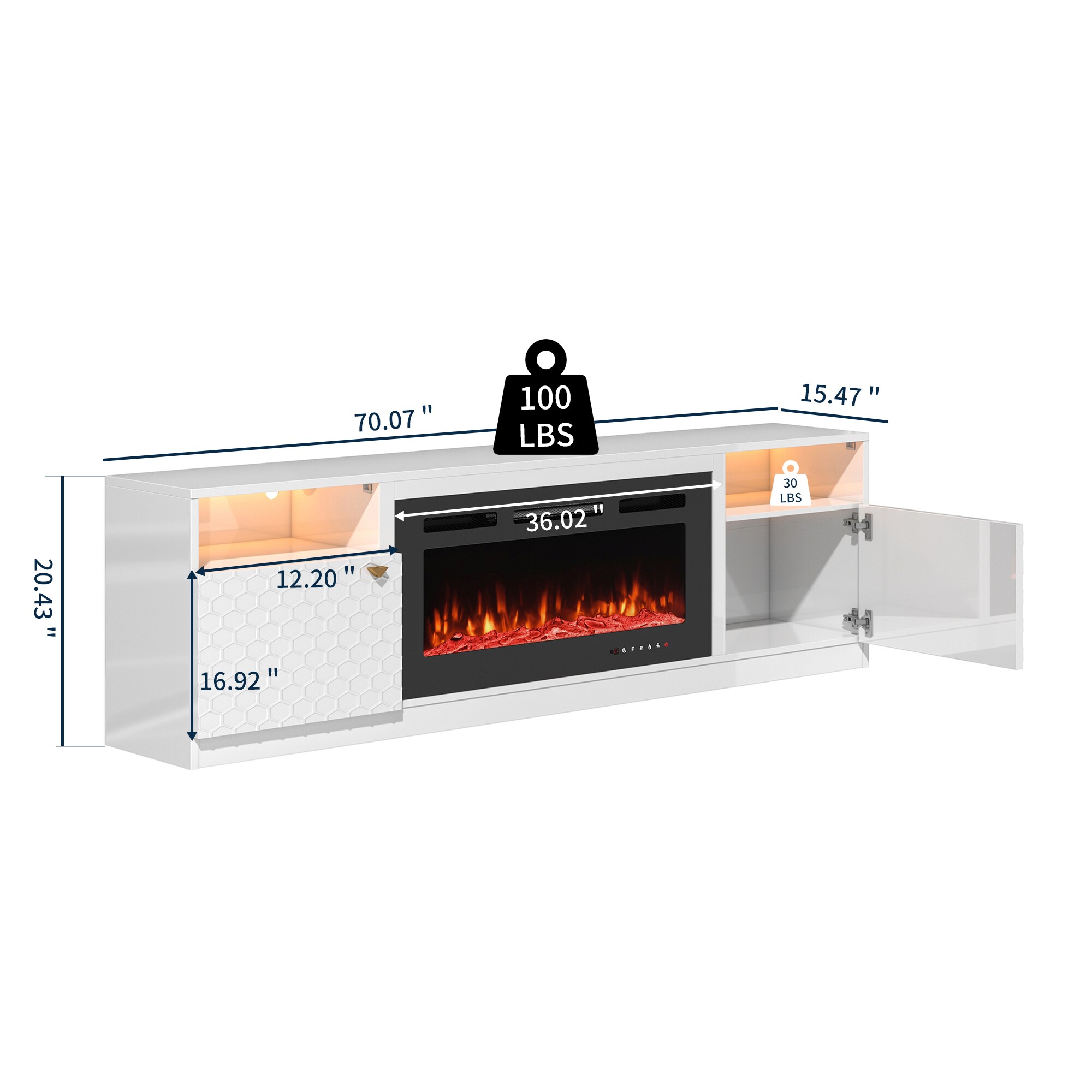 Clihome BL-JHGMA136-WH Electric-Fireplaces - View #8