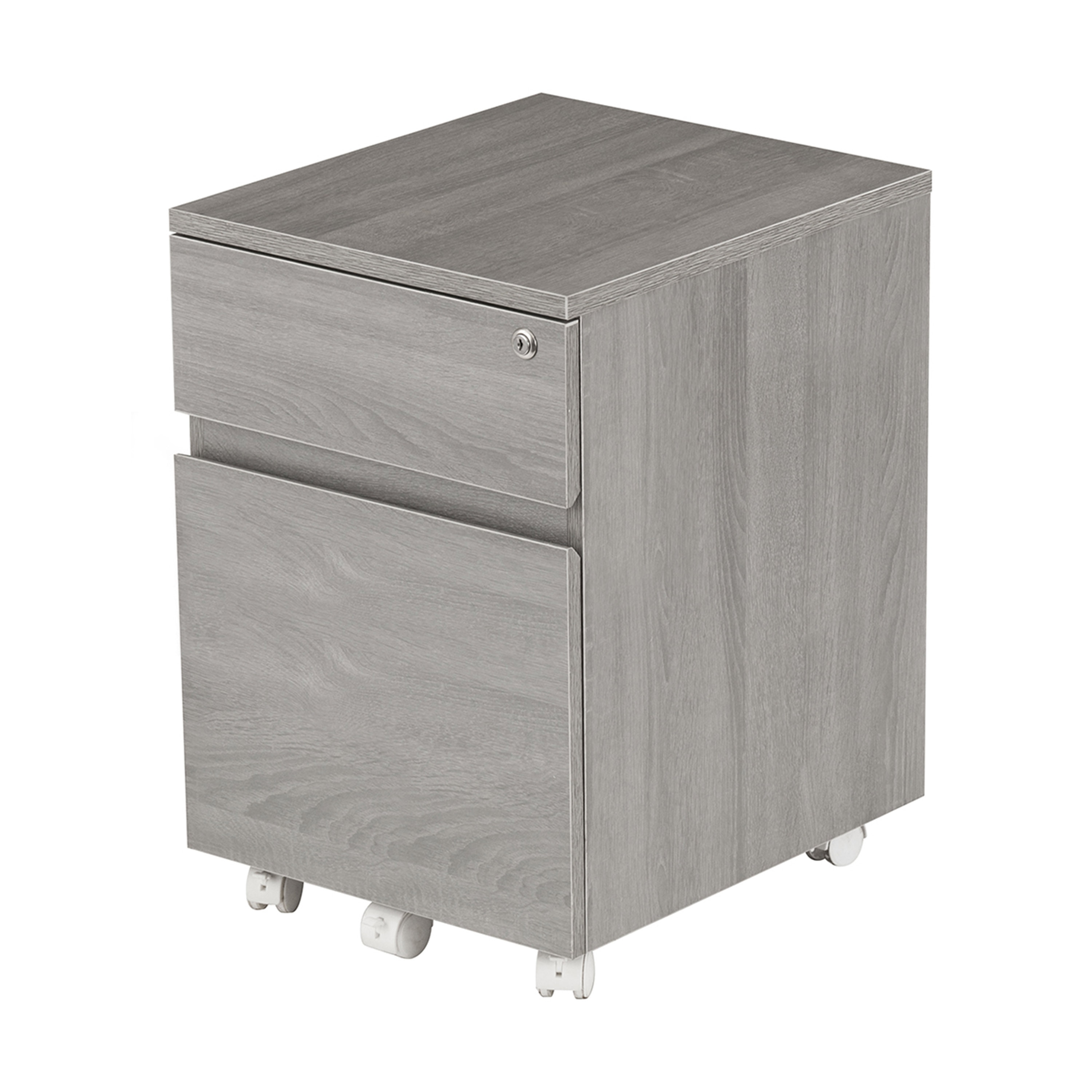 Gray MDF Lockable 2-Drawer Vertical Filing Cabinet
