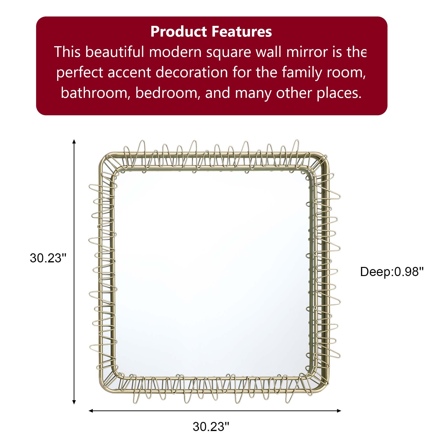 LuxenHome WHA1904 Decor-Mirrors - View #4