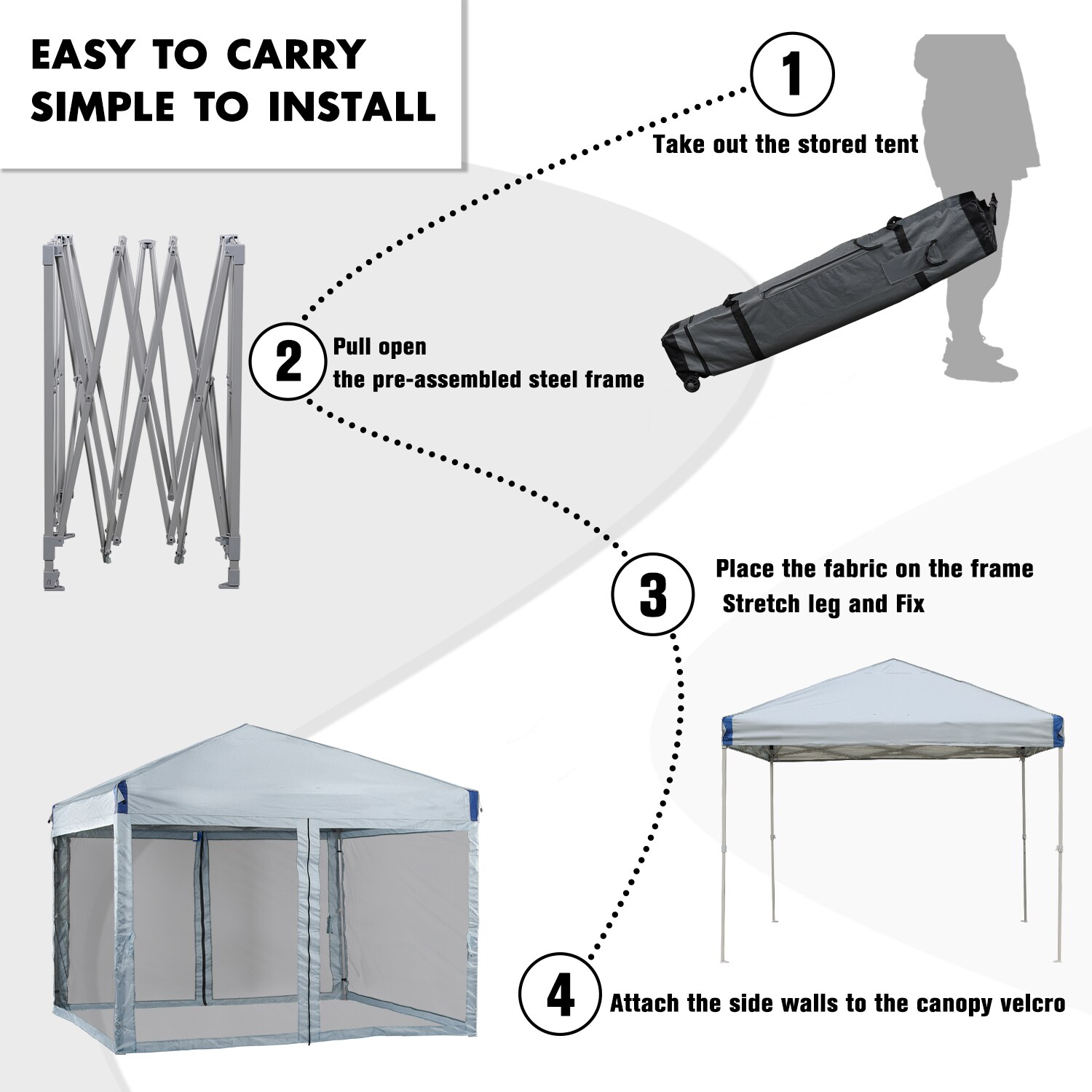 Aoodor 11.81-Feet x 11.81-Feet Rectangle Gray Pop-up canopy