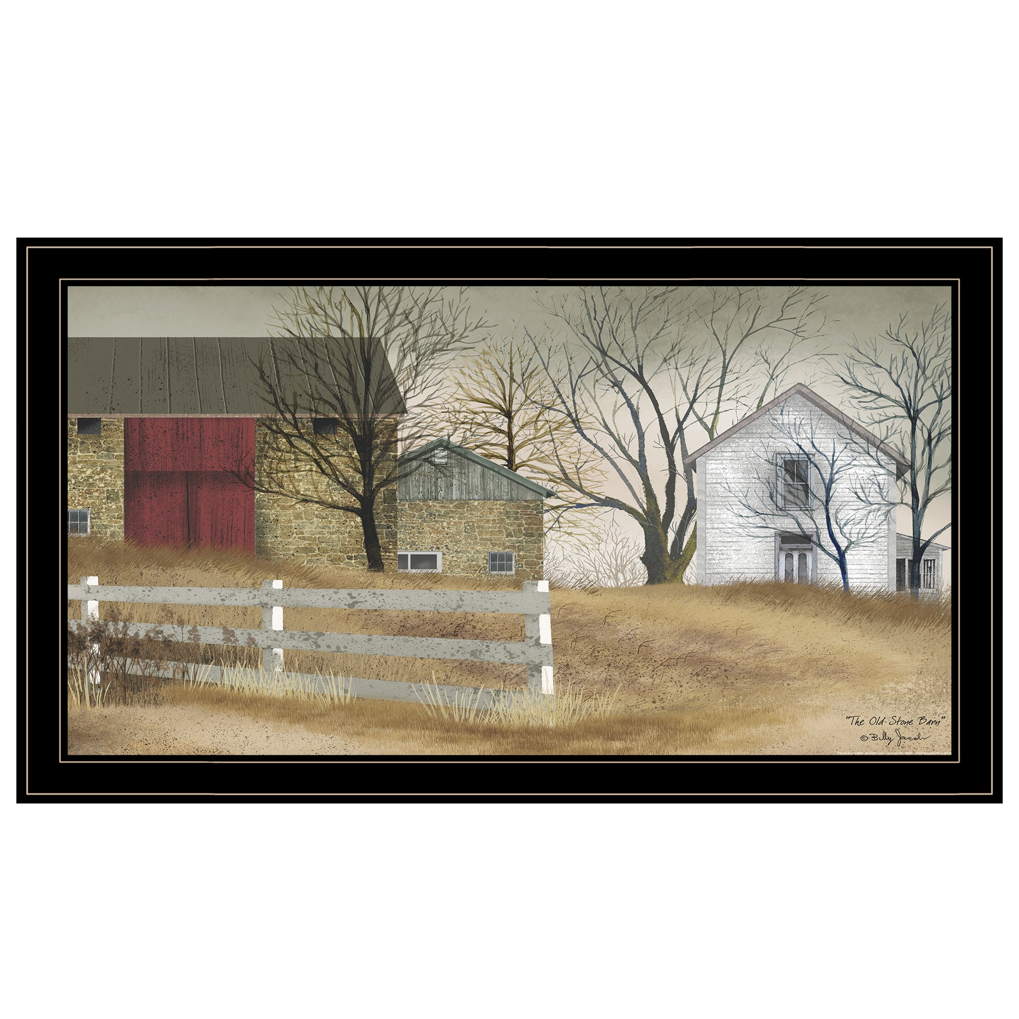 Tinyhomie Trendy Decor 4U. The Old Stone Barn. Framed Wall Art Modern Home Decor Framed Print for Living Room Bedroom and Farmhouse Wall Decoration by Billy Jacobs