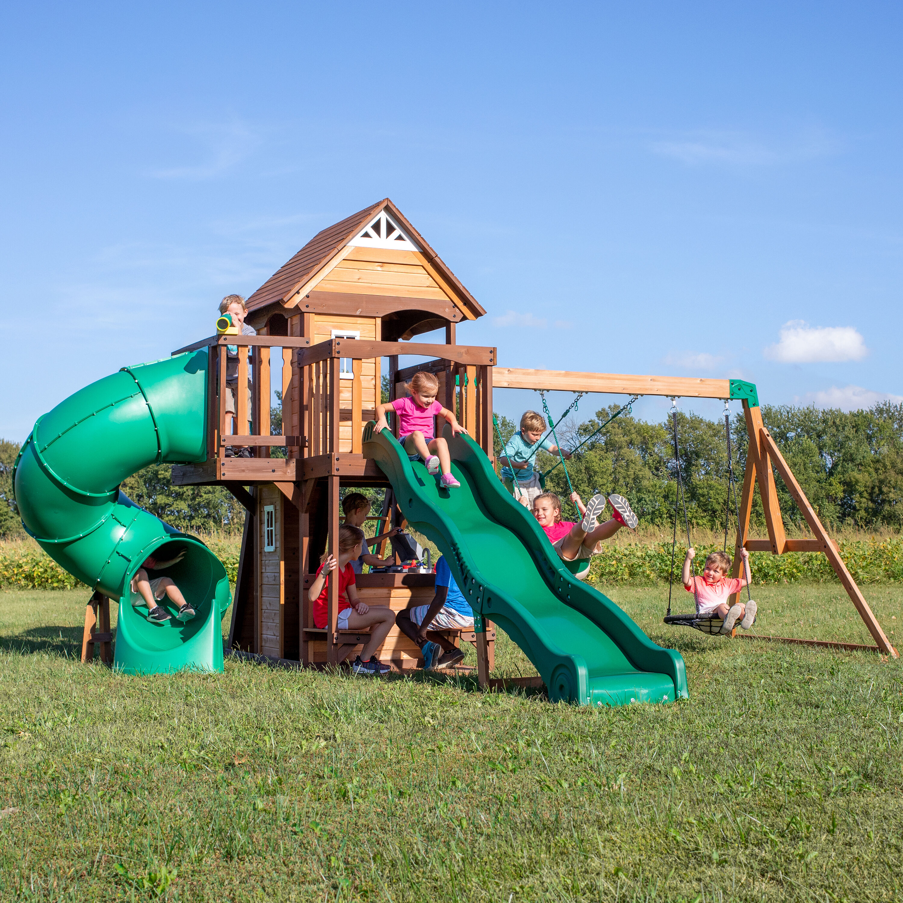 Backyard Discovery Canyon Creek All Cedar Swing Set & Reviews