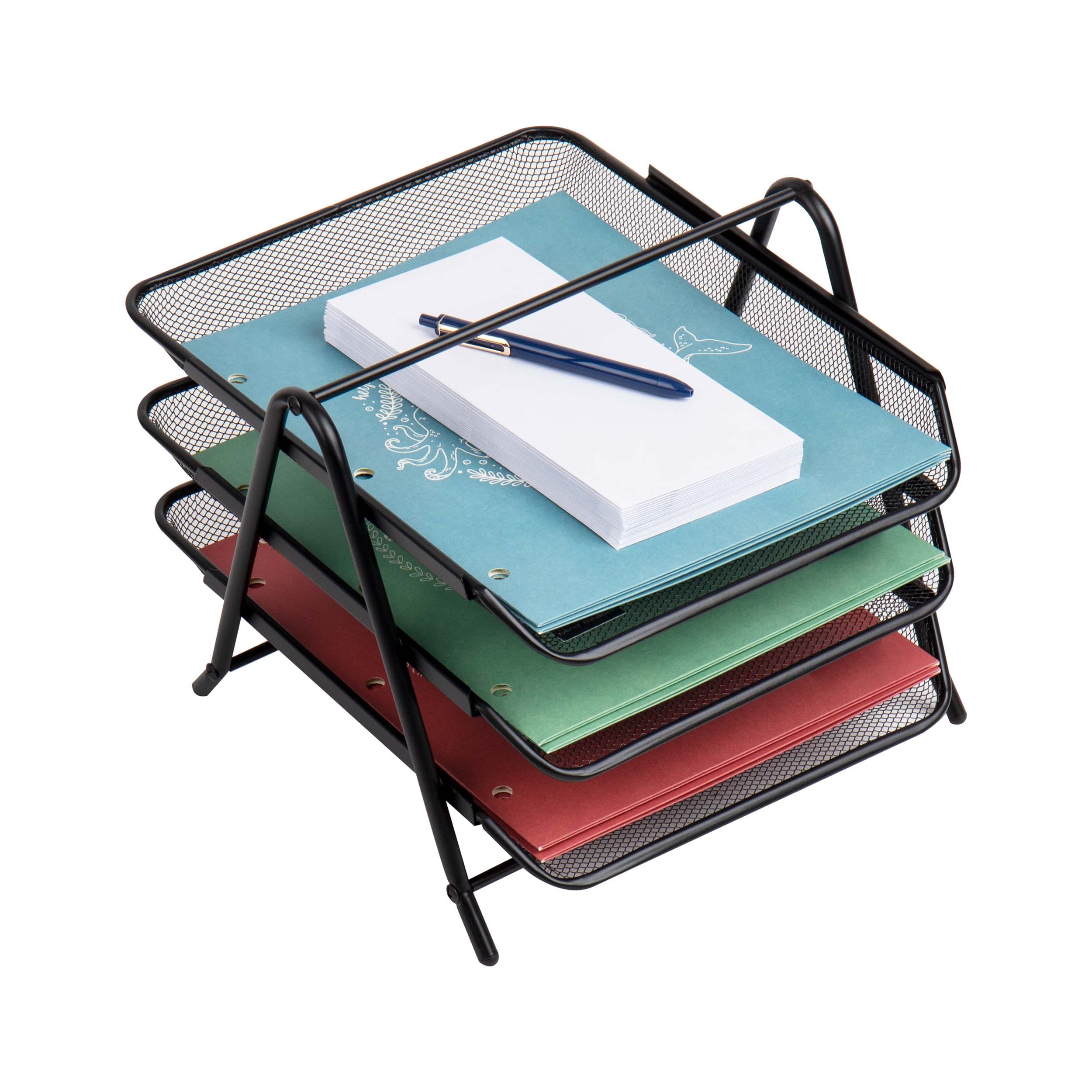 Simple Trending 4-Trays Mesh Office Supplies Desk Organizer, Desktop H