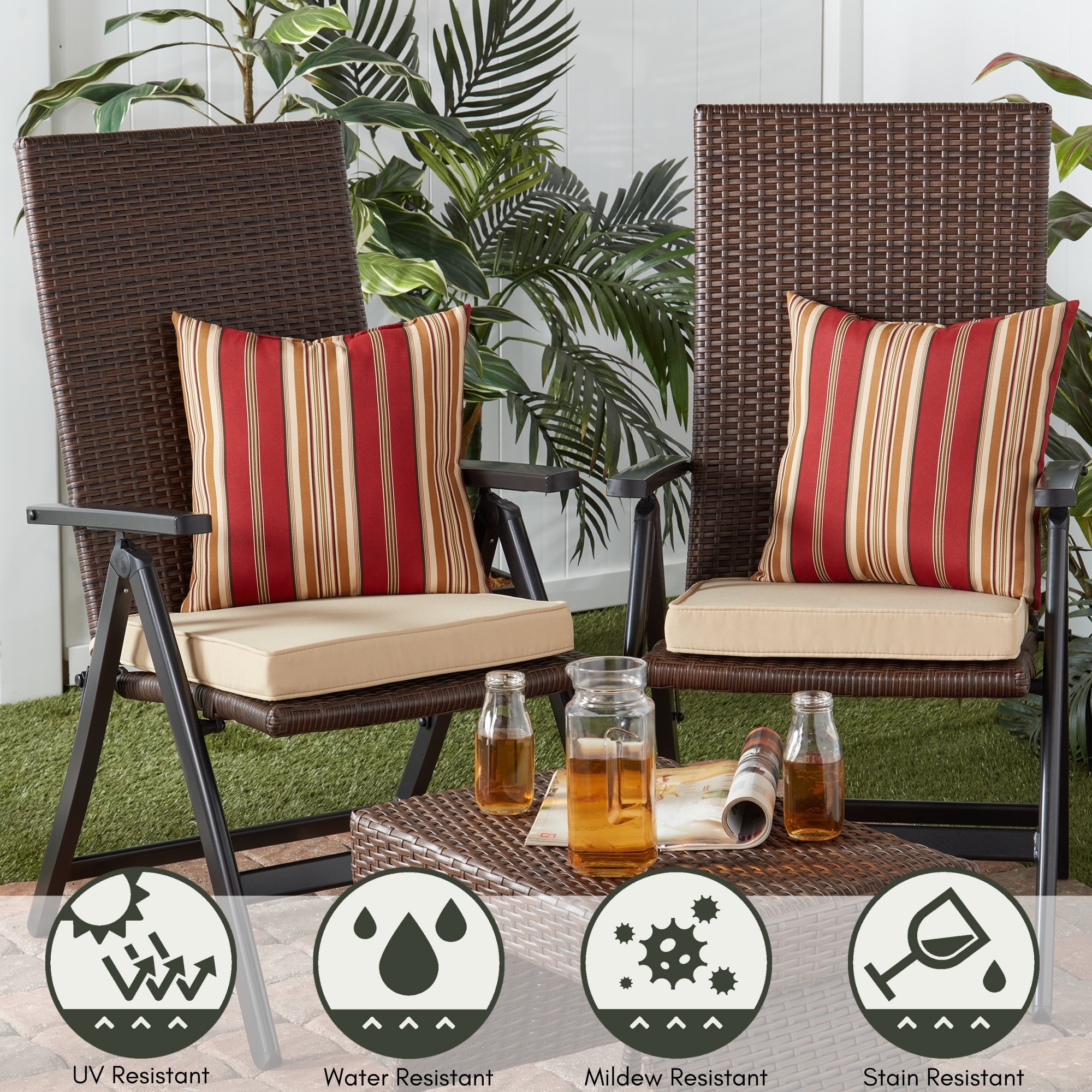 Greendale Home Fashions OP1100S2-STONE Patio-Furniture-Cushions - View #5