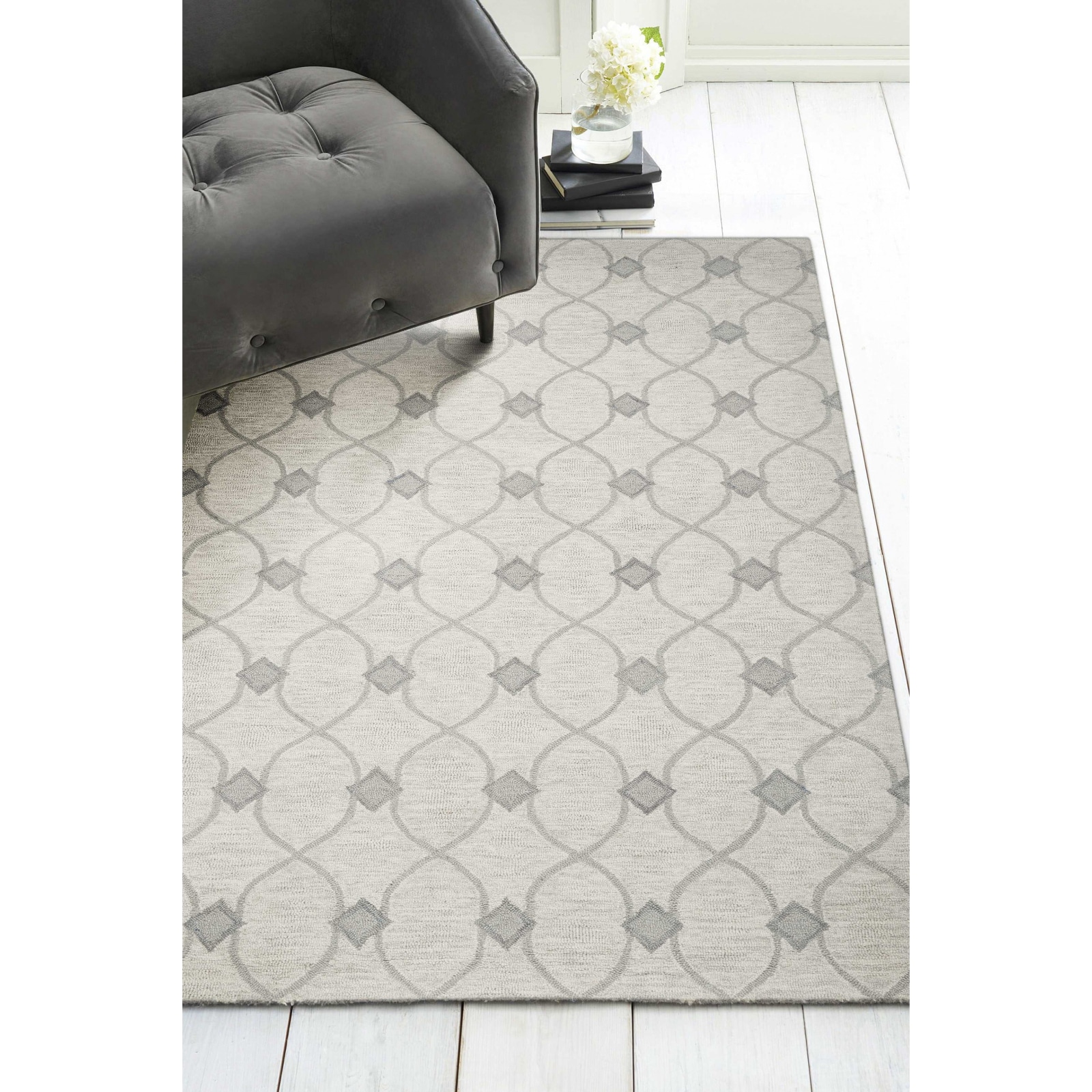 HomeRoots 353374 Bernadette 2 x 3 (ft) Wool Ivory Rectangular Indoor Trellis Area rug