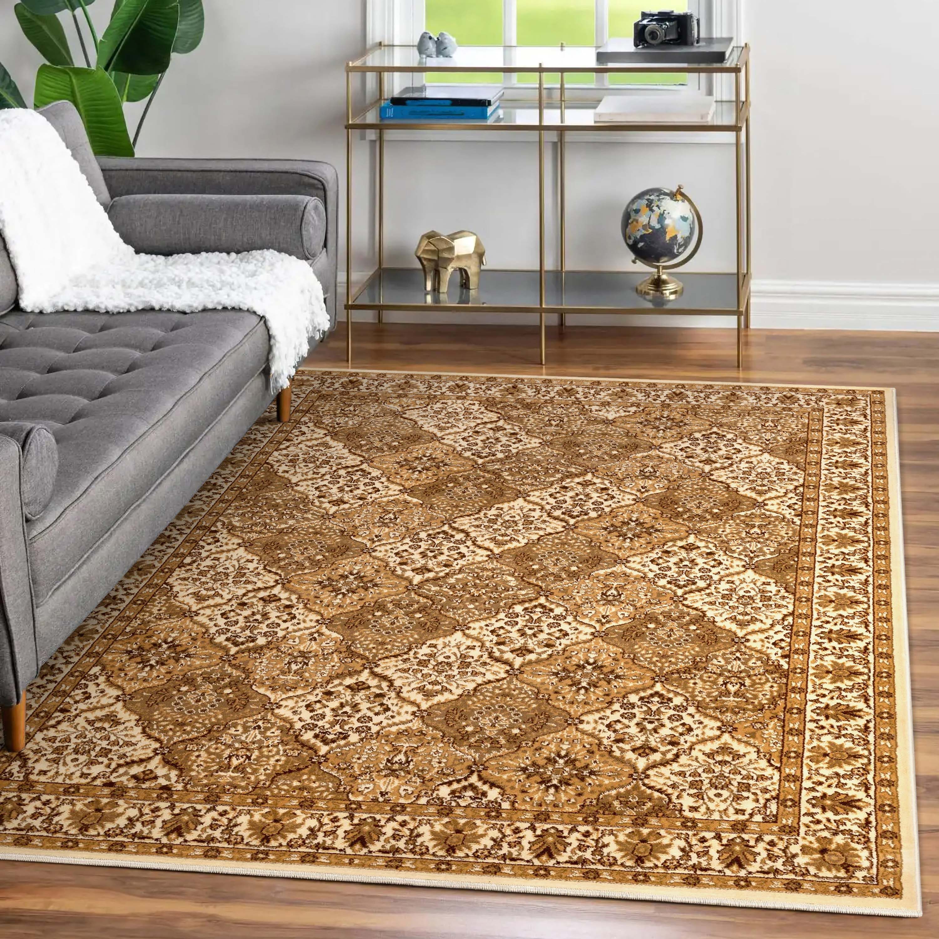 Well Woven 545625 5 x 7 (ft) Loomed Polypropylene Ivory Rectangular Indoor Medallion Persian Area rug