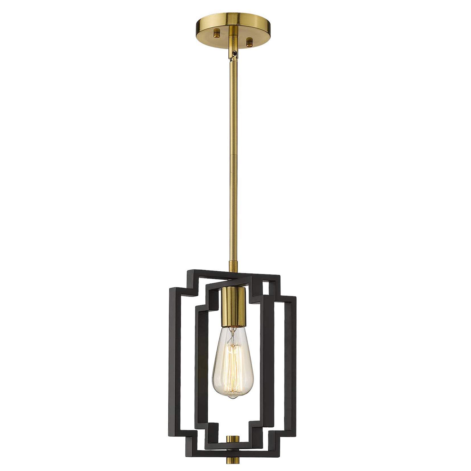 LTMATE LSJE1981M1L BK+G JAZAVA Black and Gold Industrial Lantern Medium Hanging Pendant light