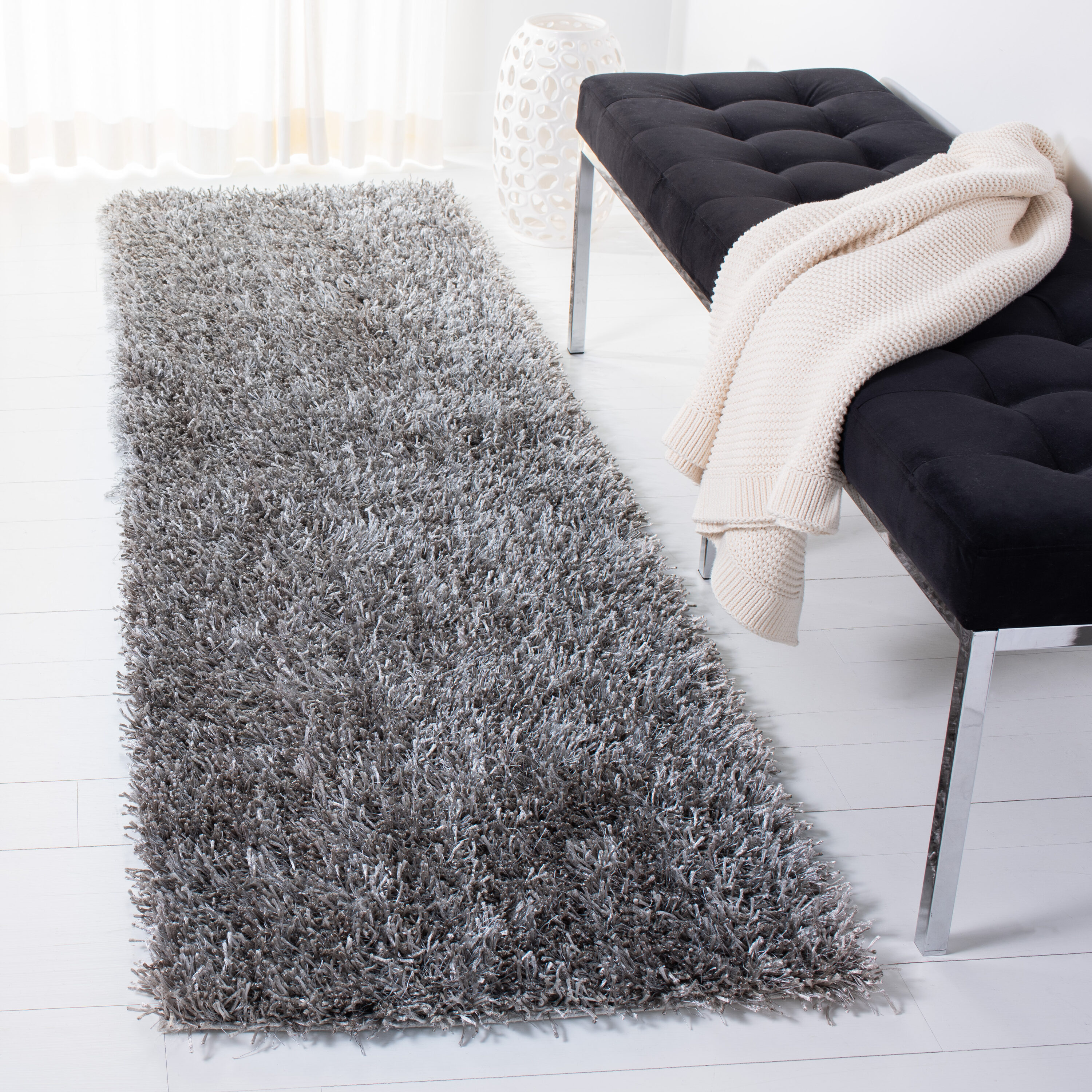 Safavieh SG531-8080-28 New Orleans Shag 2 x 8 (ft) Tufted Polyester Gray Rectangular Indoor Solid Runner rug