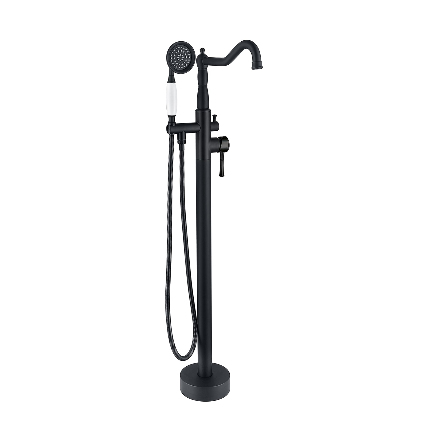 Clihome TC-083MB-BF Matte Black 2-handle Freestanding Mid-arc Bathtub Faucet with Hand Shower ( Valve Included )