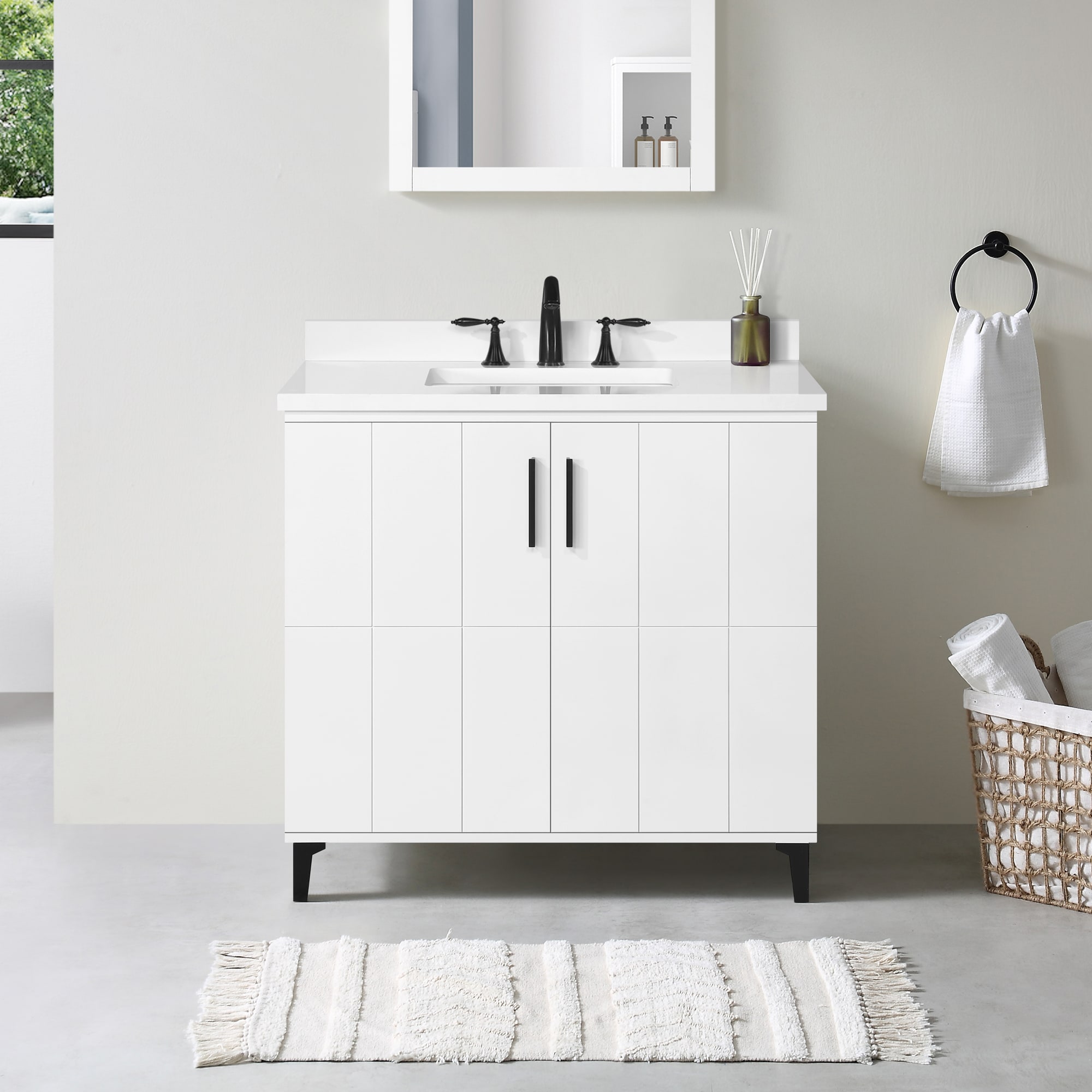 OVE Decors Zenia 36-in Pure White Undermount Single Sink Bathroom ...