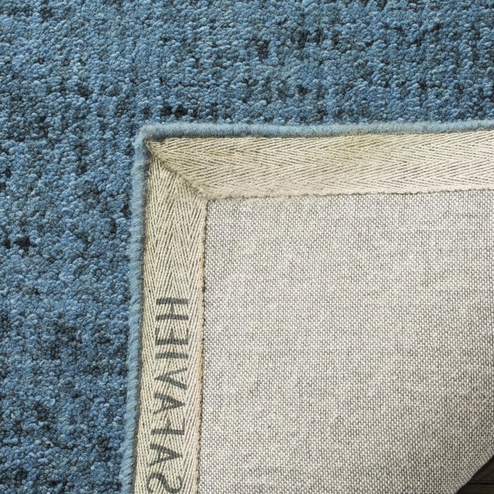 Handmade Blue Abstract Wool Rectangular Area Rug