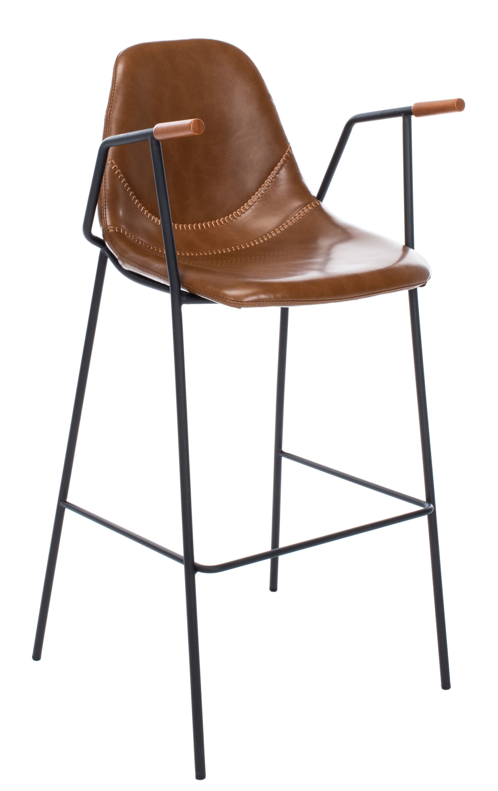 DHP Camel Faux Leather 24.5-in H Counter height Upholstered Metal Bar Stool  Back in the Bar Stools department at