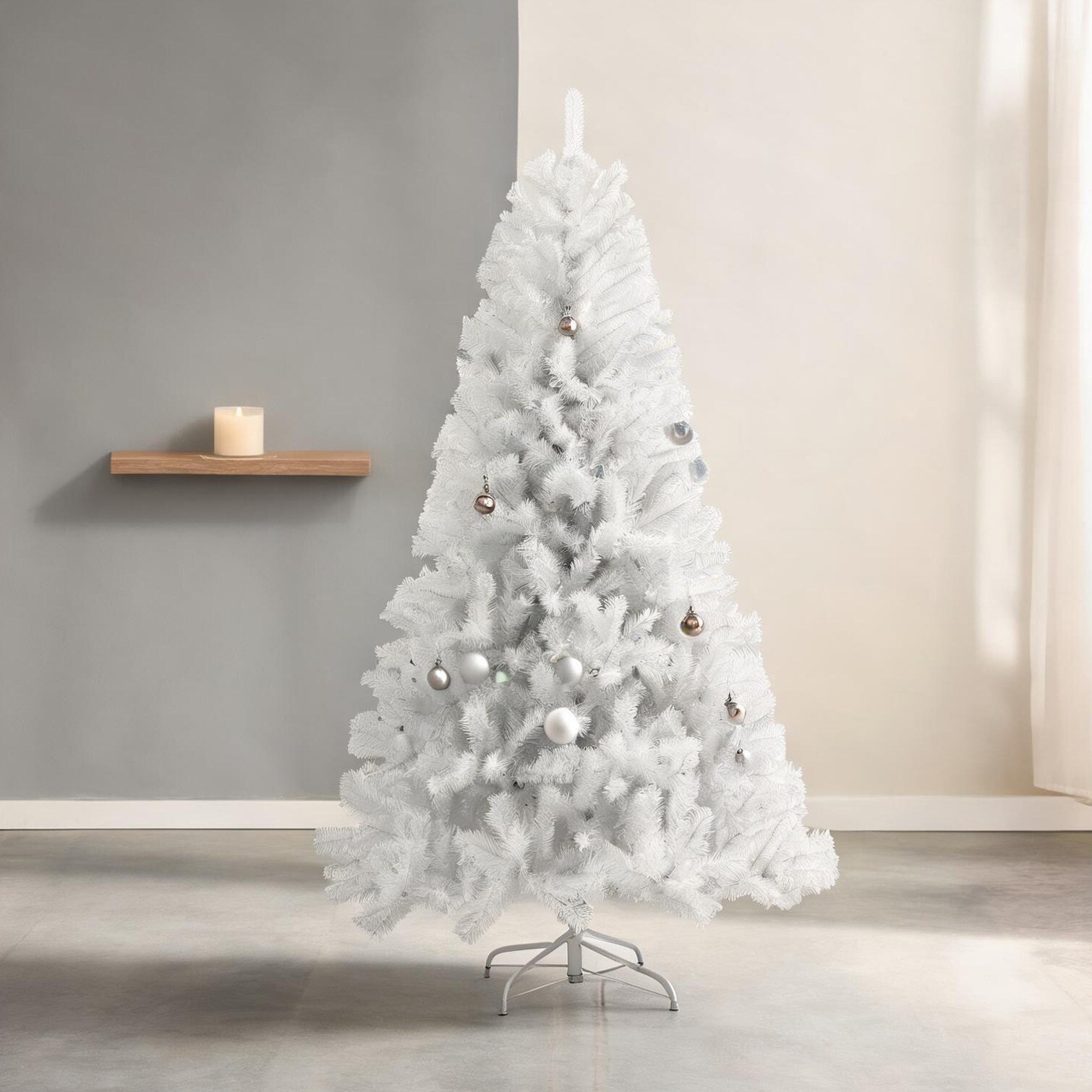 FlowLuxe Storage Christmas Trees in White 7.5 in with Practical Control Steel and Plastic