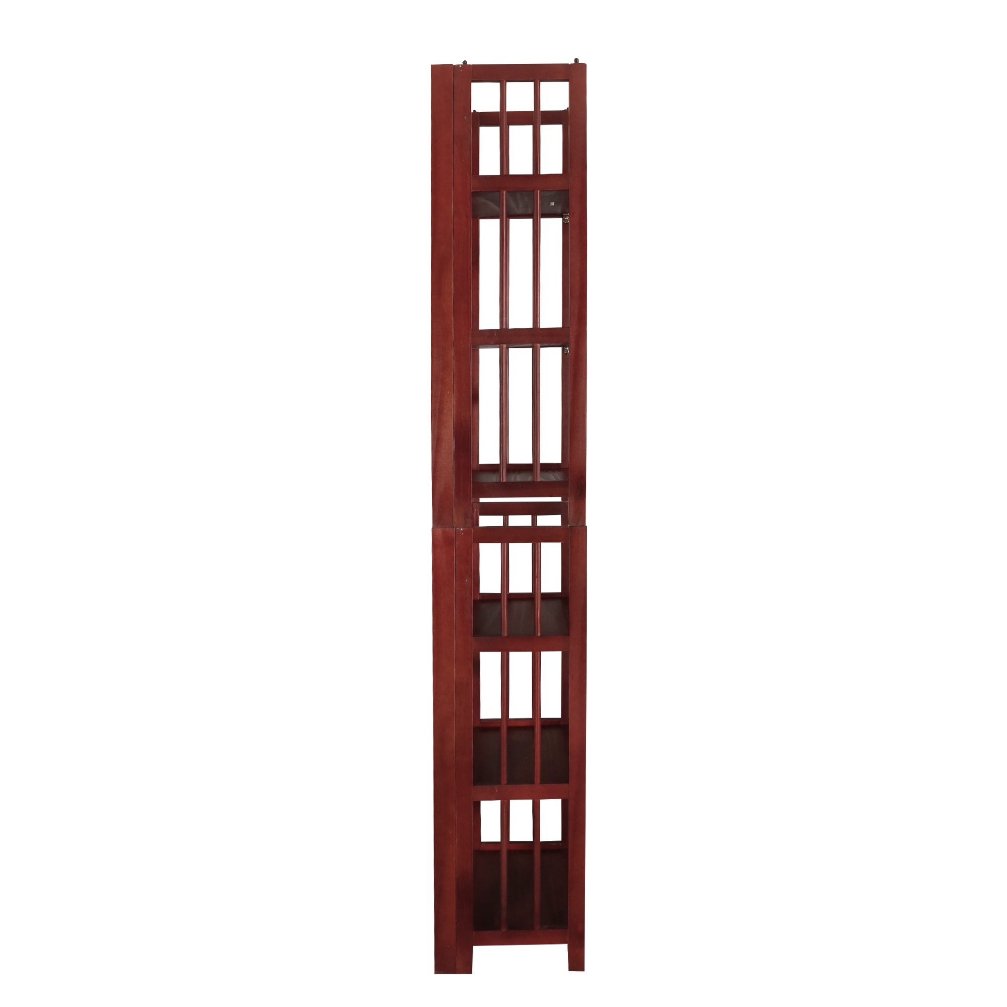 Walnut Finish 3-Shelf Solid Wood Stackable Folding Bookcase