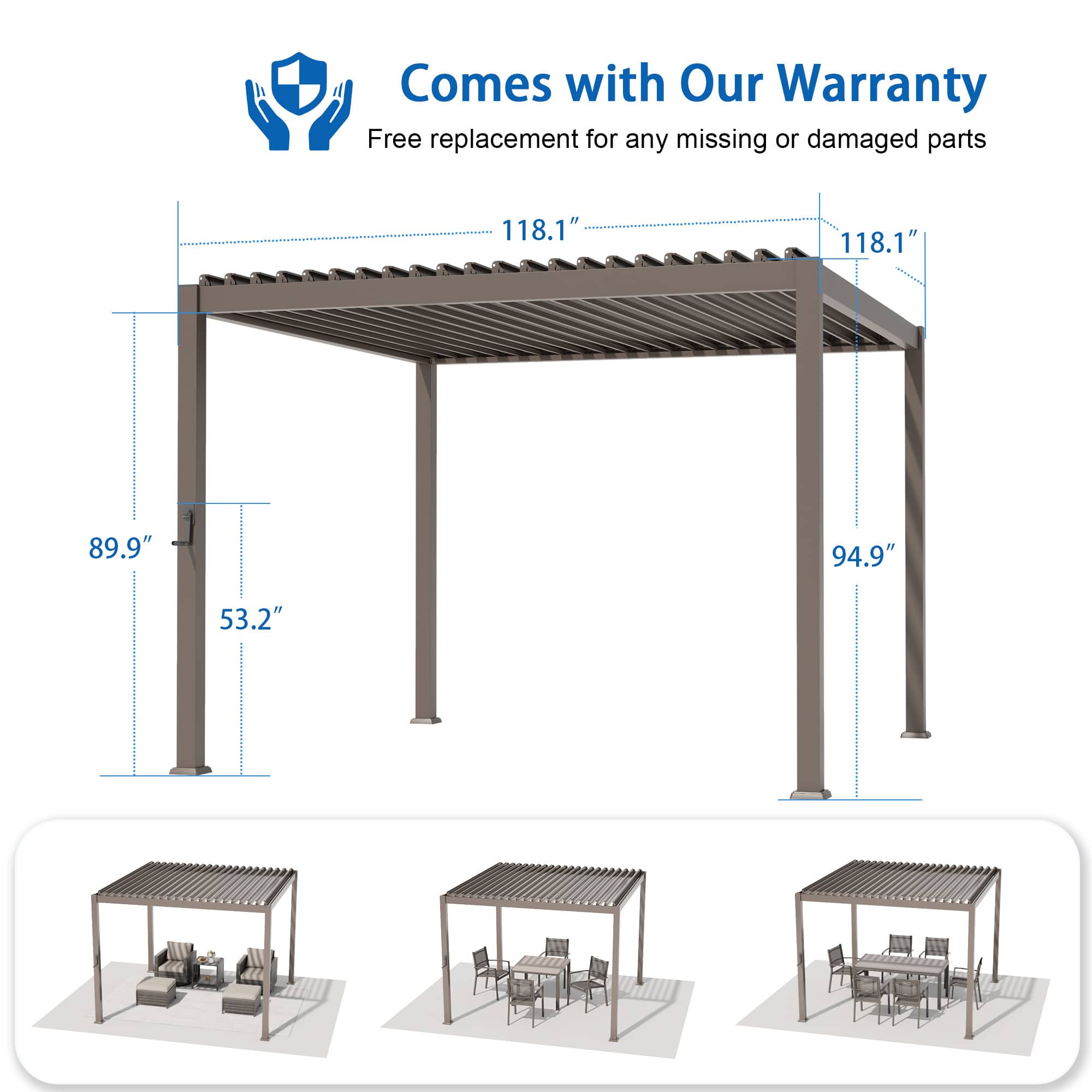 Aok Garden LWP-BP-3030-BN Pergolas-2 - View #2