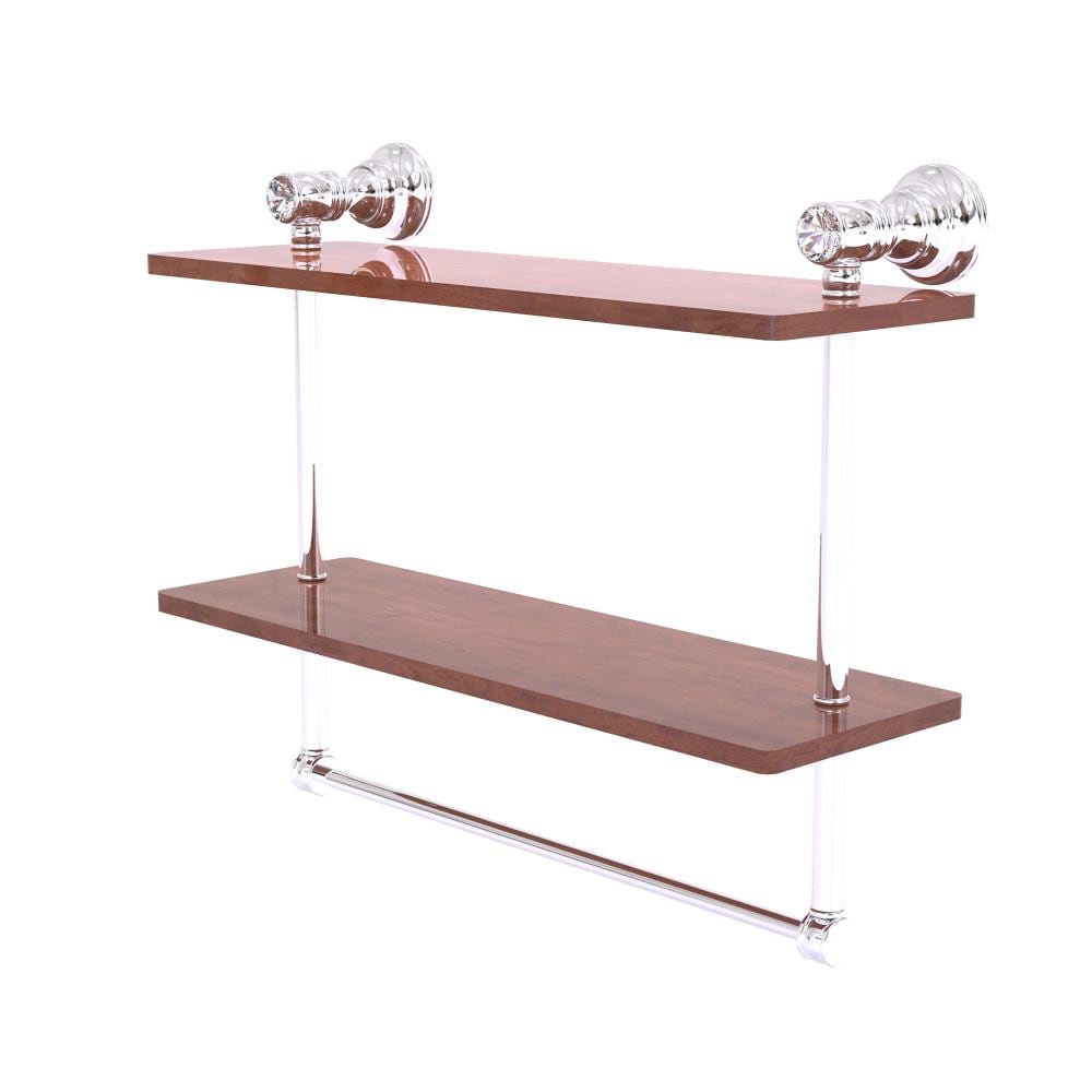 Allied Brass CC-2-16-TB-IRW-PC Carolina Crystal Polished Chrome 2 -Tier Wall mount Bathroom Shelf ( 16-in x 9.5-in x 5-in )