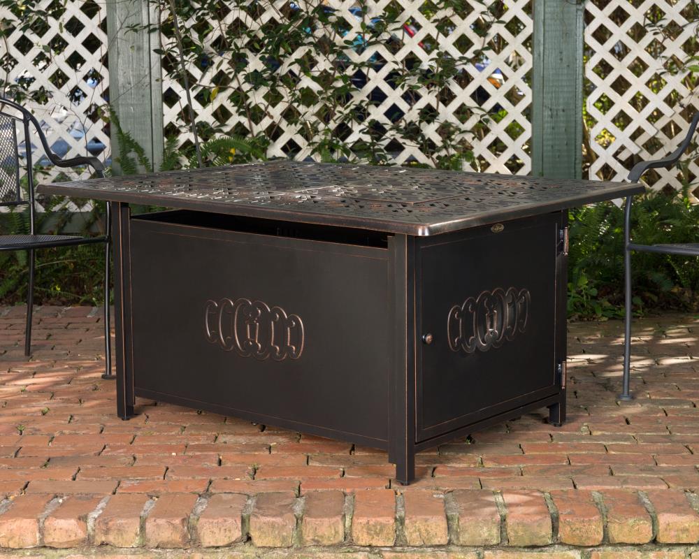 Dynasty Antique Bronze Aluminum Gas Fire Pit Table with Scrollwork Motif