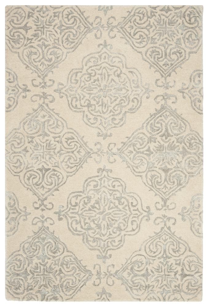 Safavieh GLM568C-4 Glamour Ada 4 x 6 (ft) Tufted Synthetic Ivory/Silver Rectangular Indoor Trellis Area rug