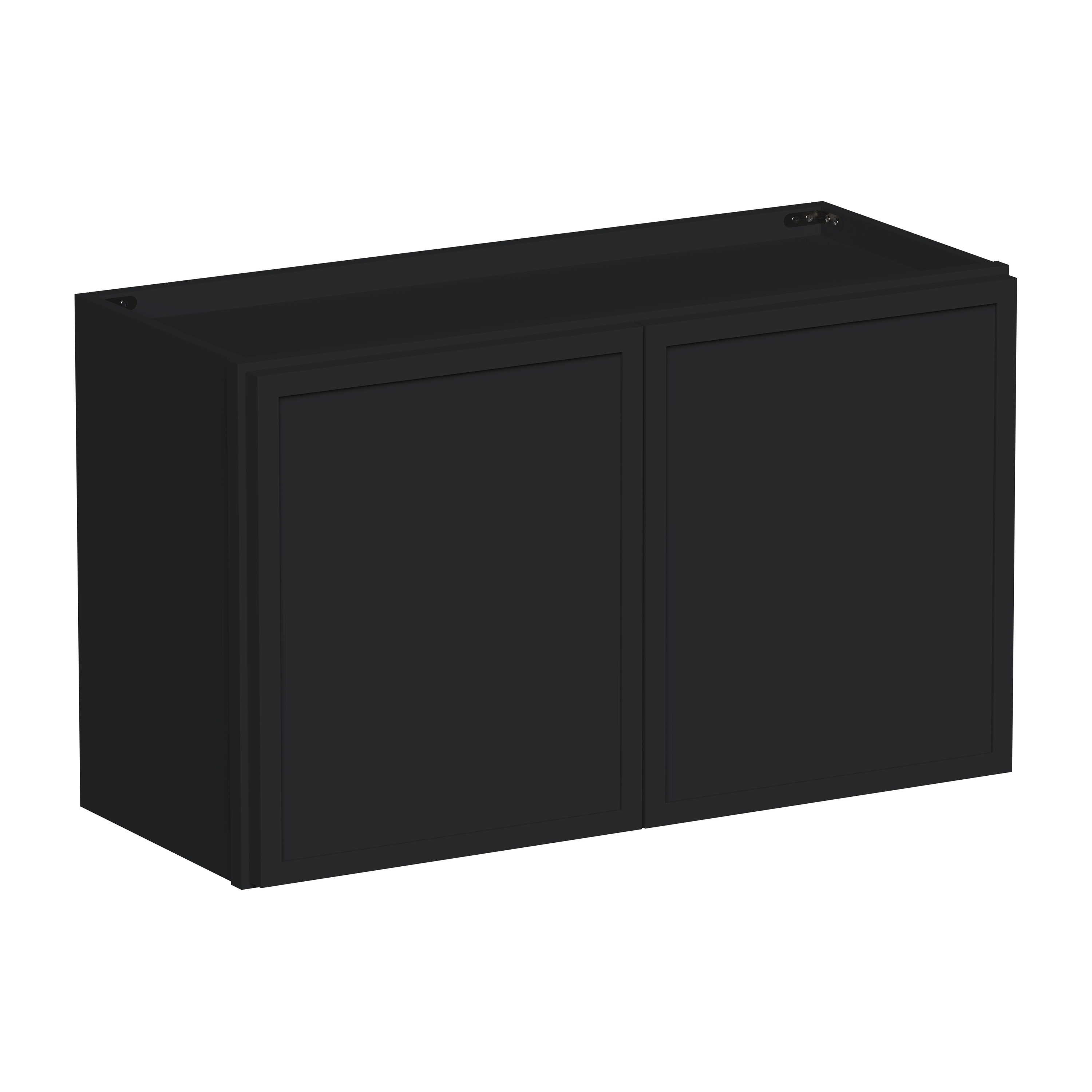 Boyel Living 30-in W x 18-in H x 12-in D Black Shaker Ready-to-Assemble Kitchen Wall Cabinet with Soft-Close Hardware #BL-W3018SSE