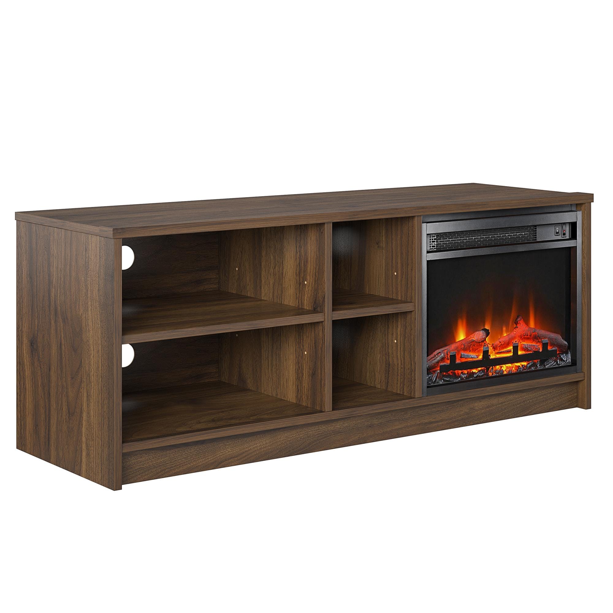 Ameriwood Home 9972222COM 47.6-Inches W Walnut TV Stand with Fan-forced Flat wall Electric Fireplace