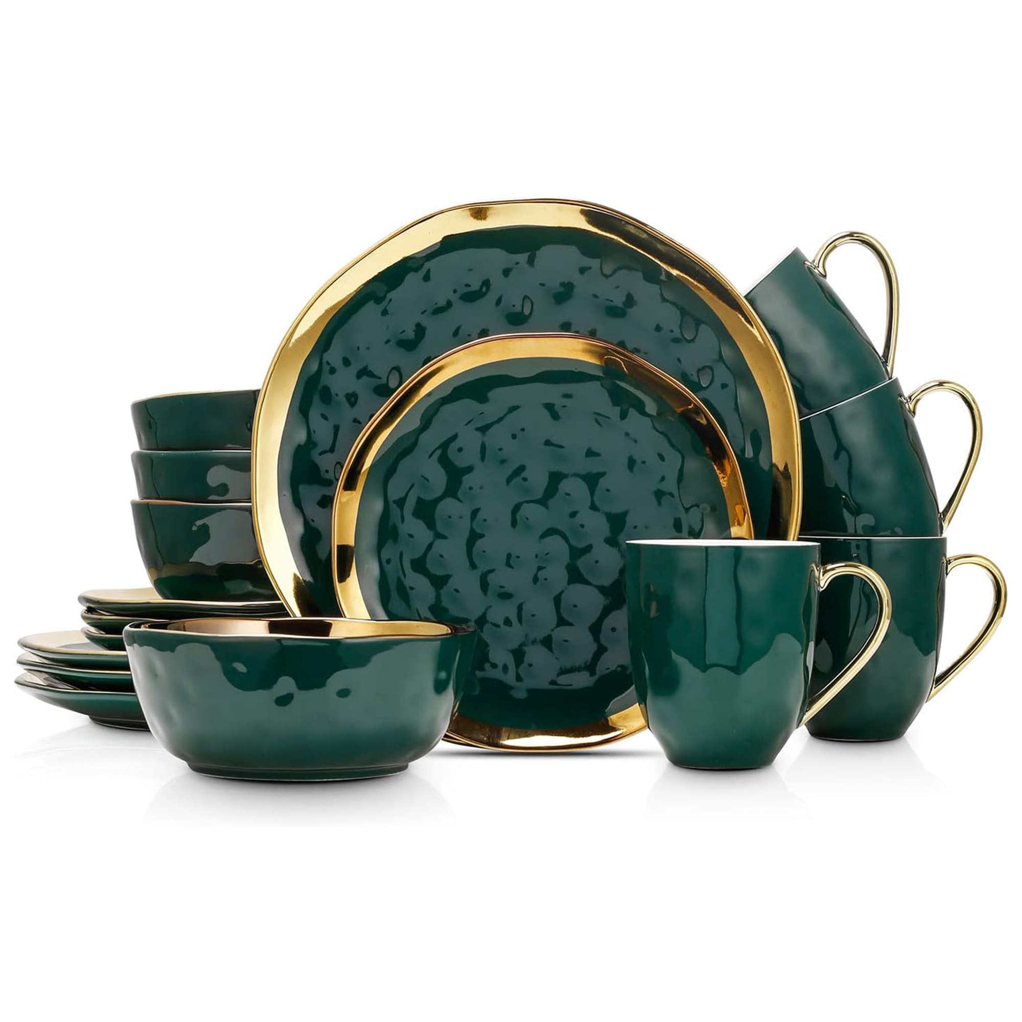 Stone Lain Florian Porcelain 16 Piece Dinnerware Set Service for 4 Green #BLB0458