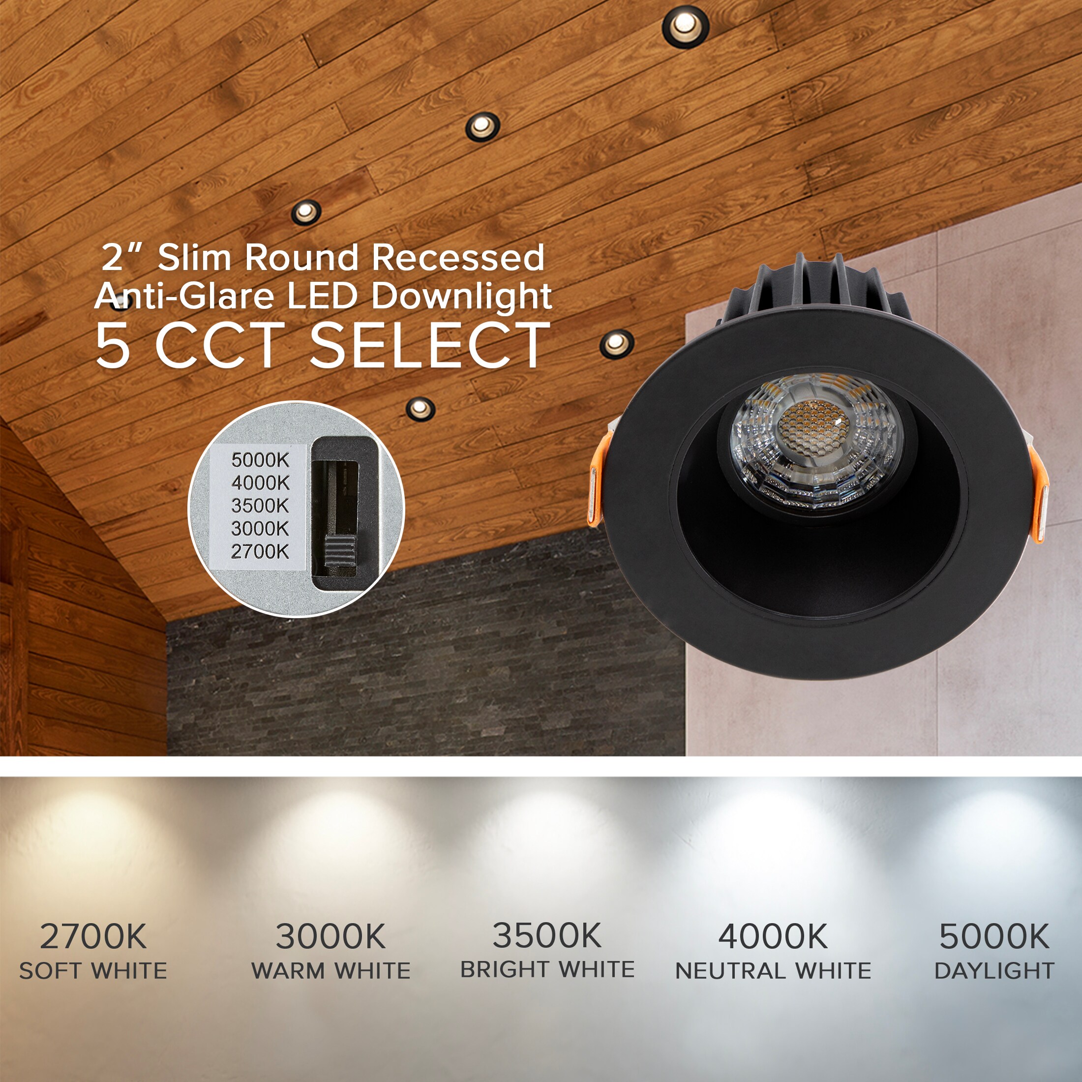 Black Aluminum 2-Inch Ultra-Thin Recessed LED Downlight