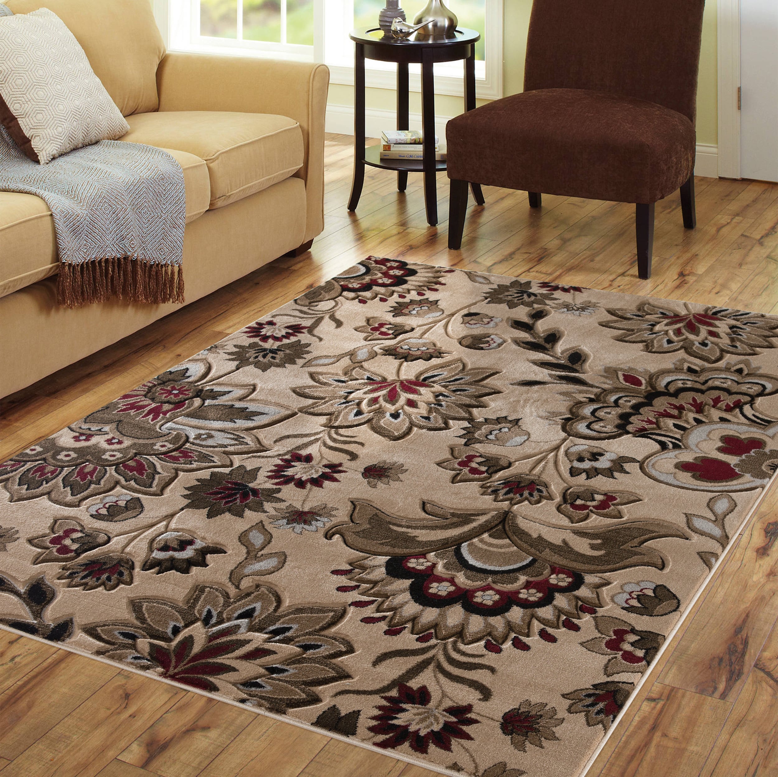 MDA Rugs Glamour 5 X 7 (ft) Cream/Red Indoor Floral Area Rug at Lowes.com