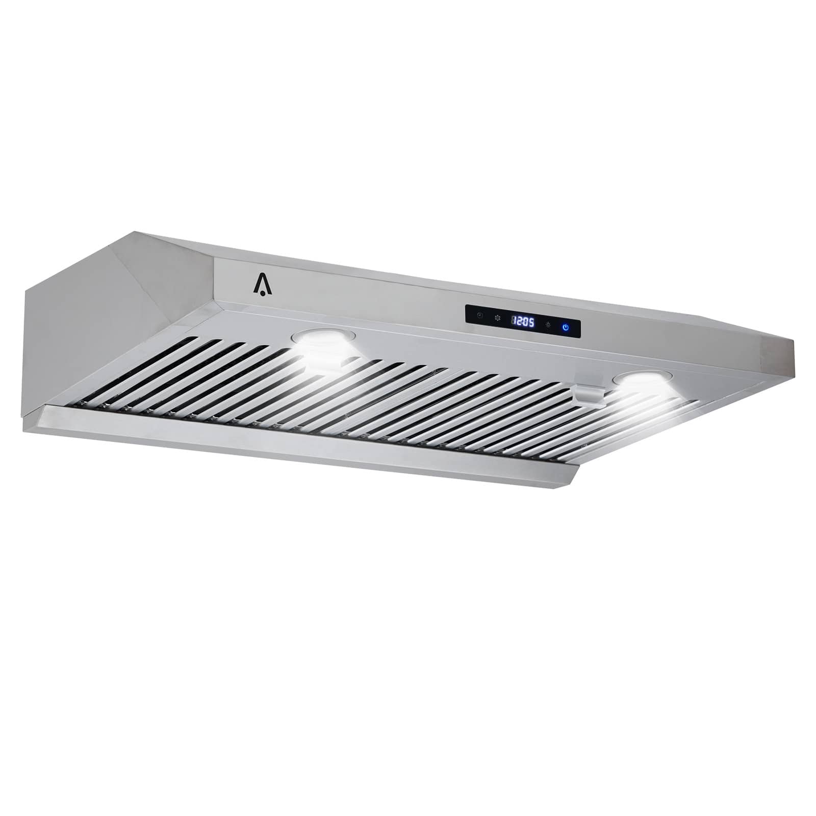 Qeetex JXNAG-PHO-1328ZC6P 30 Inch Under Cabinet Range Hood 400 CFM 3 Speed Exhaust Fan Stainless Steel Kitchen Vent Touch Screen LED Lights Dishwasher Safe Baffle Filter
