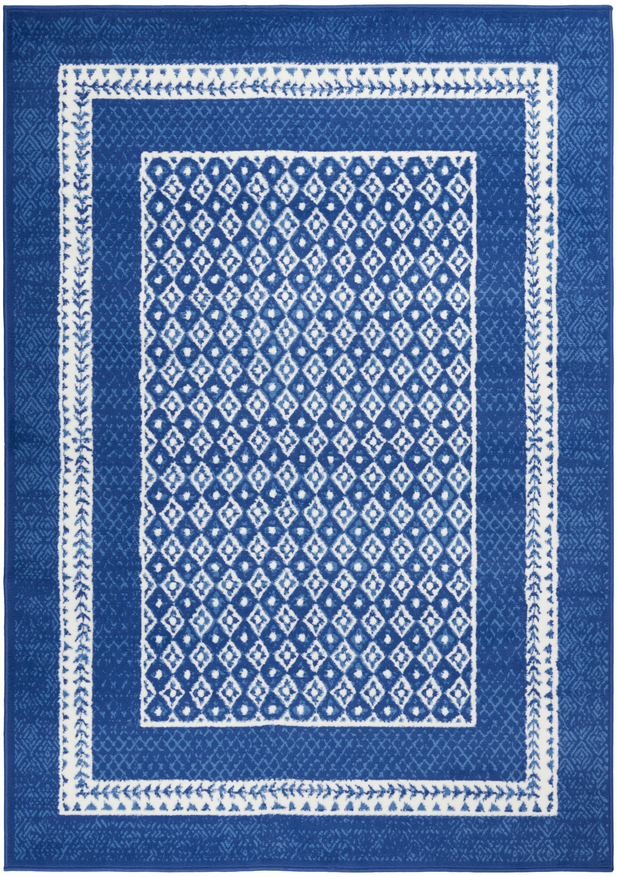 Ivory Geometric 6' x 9' Flat Woven Synthetic Area Rug