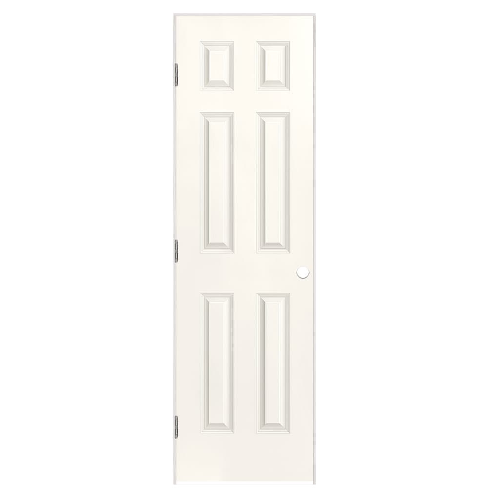 Masonite 1317317 24-in x 80-in Snowstorm Solid core 6-panel Left hand Smooth Prefinished Molded composite Flat Jamb Single Prehung Interior Door