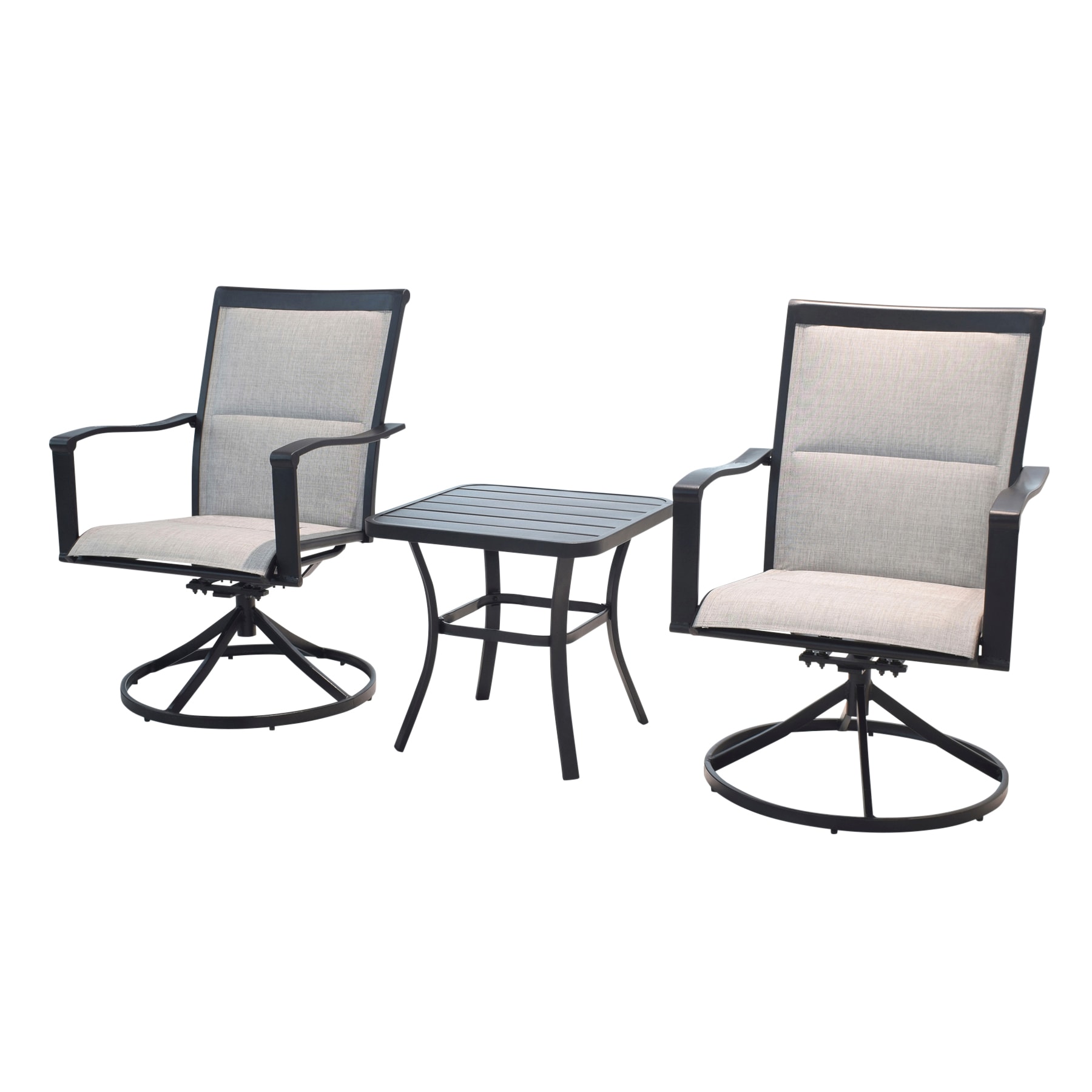 Mainstays Wesley Creek 3-Piece Bistro Set with Swivel Chairs Tan 