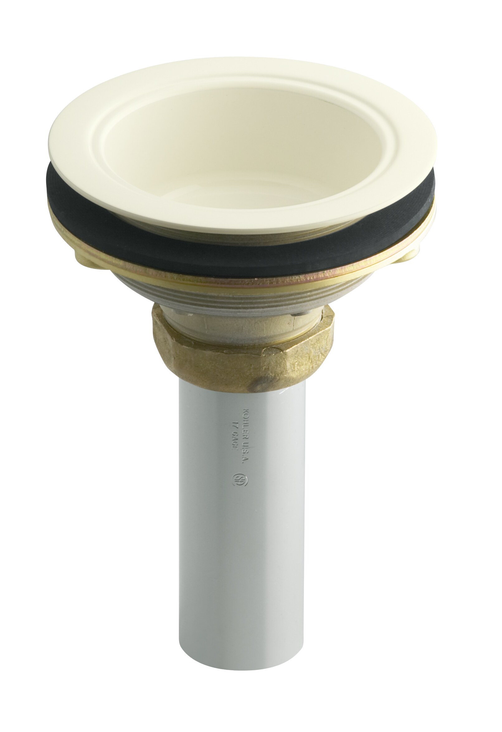 KOHLER 8804-96 Duostrainer 4-in Biscuit Brass Rust Resistant Strainer with Tailpipe Included