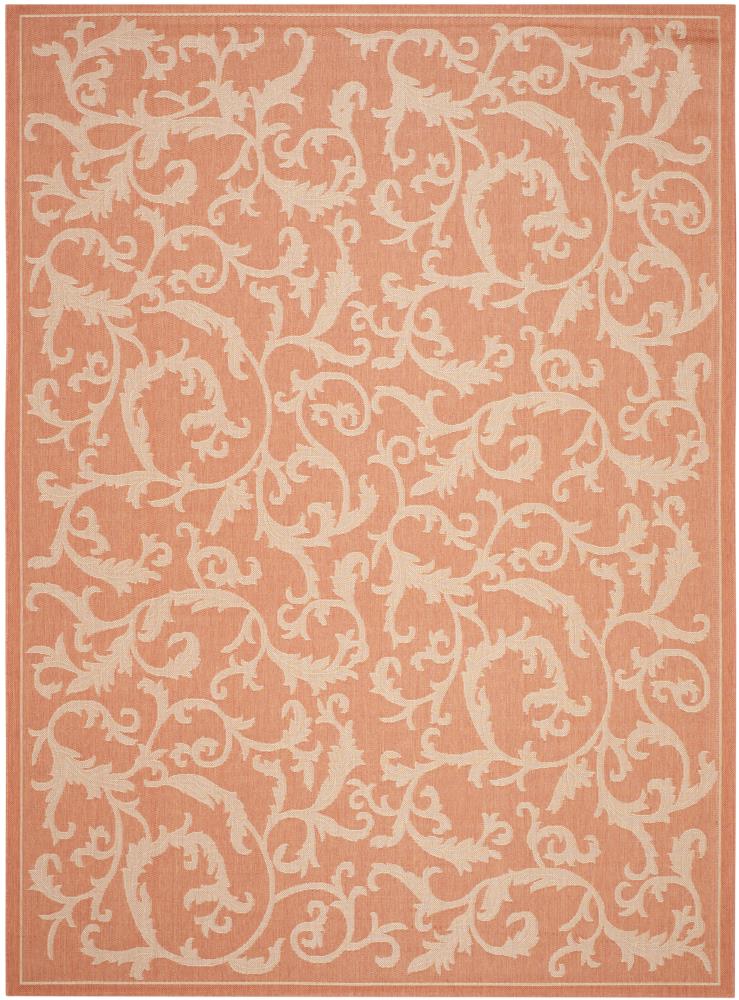 Safavieh CY2653-3202-9 Courtyard Vintage Vine 9 x 12 (ft) Loomed Polypropylene Terracotta/Natural Rectangular Indoor/Outdoor Floral/Botanical Coastal Area rug