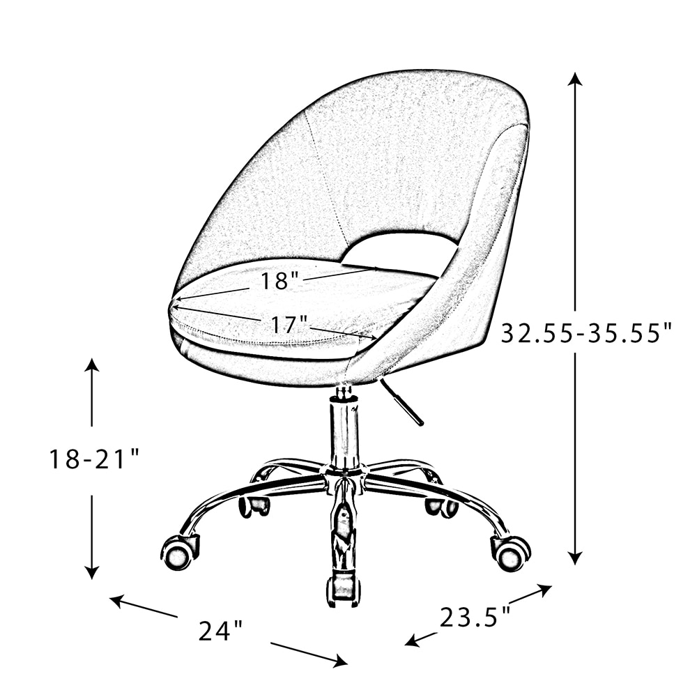 Ergonomic Navy Velvet Swivel Task Chair with Gold Metal Base