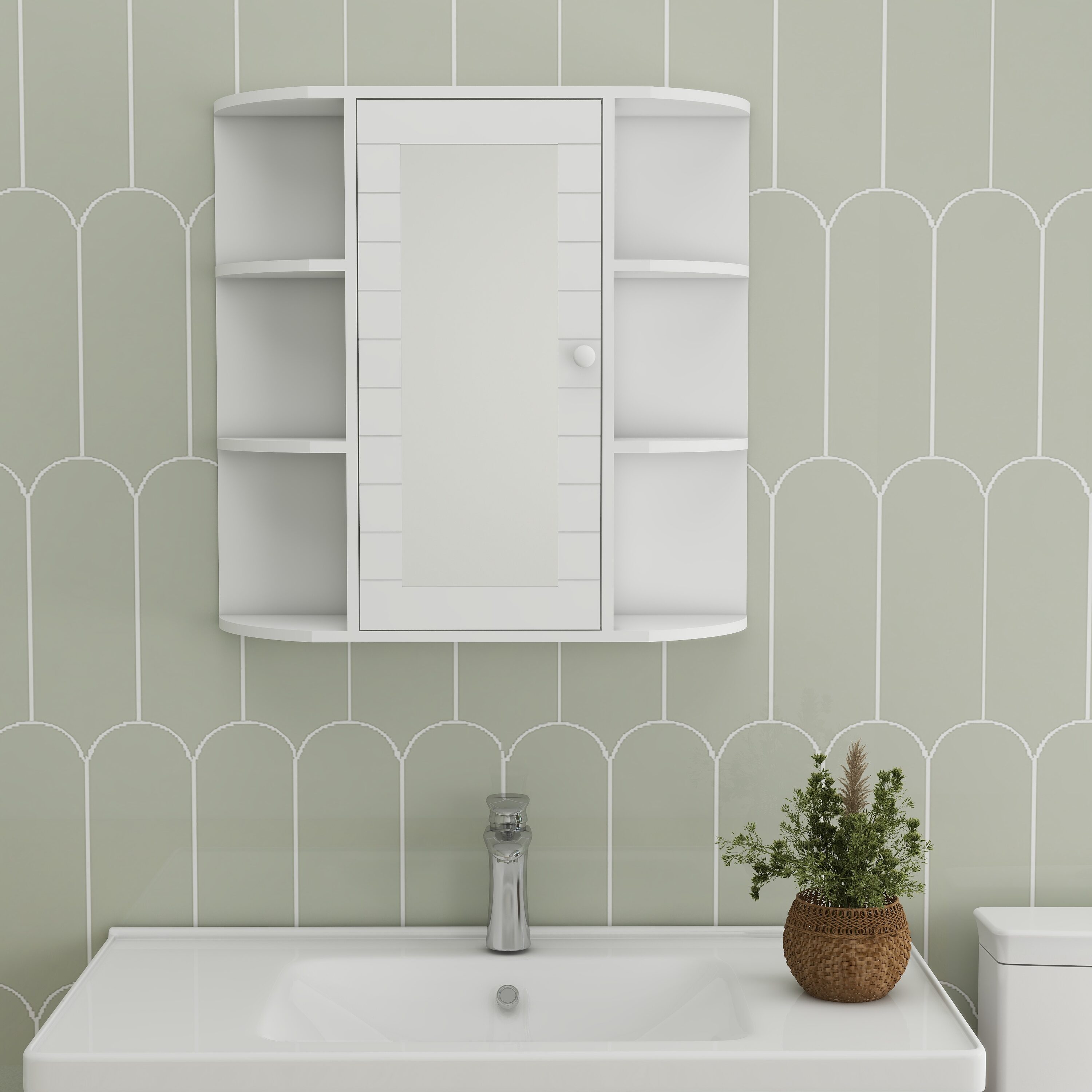 ZAKLOOP XU84090997 6.69 x 23.22 x 23.22-Inches White Soft Close Bathroom Wall Cabinet