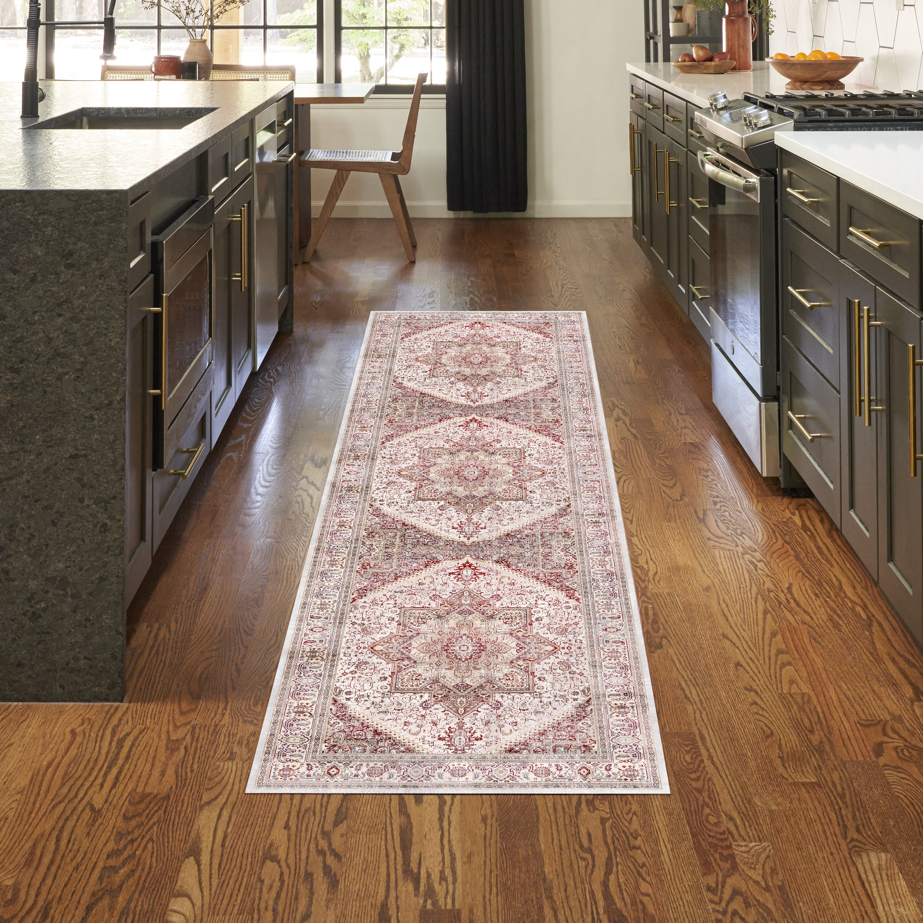 Nourison Home 099446931559 Vintage Home 2 x 8 (ft) Polyester Ivory Red Rectangular Indoor Medallion Persian Runner rug