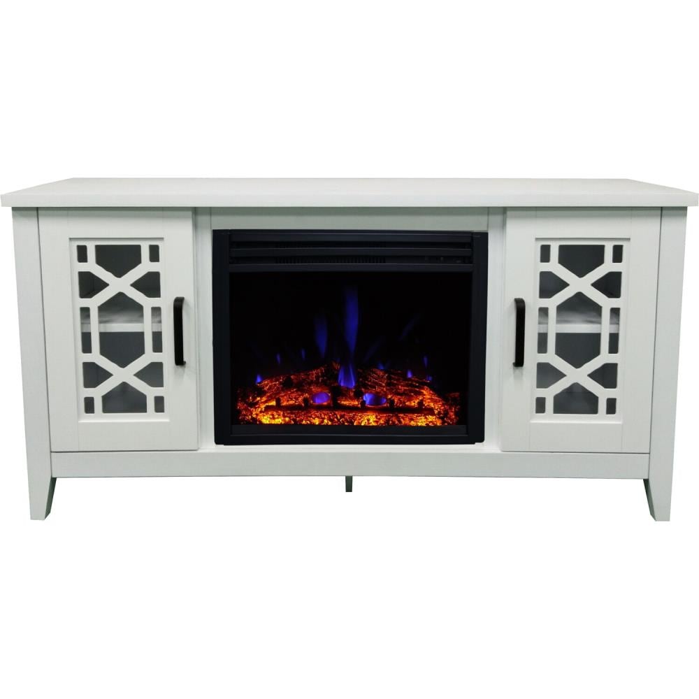 Cambridge CAM5414-1WHTLG3 55.9-in W White TV Stand with Fan-forced Electric Fireplace