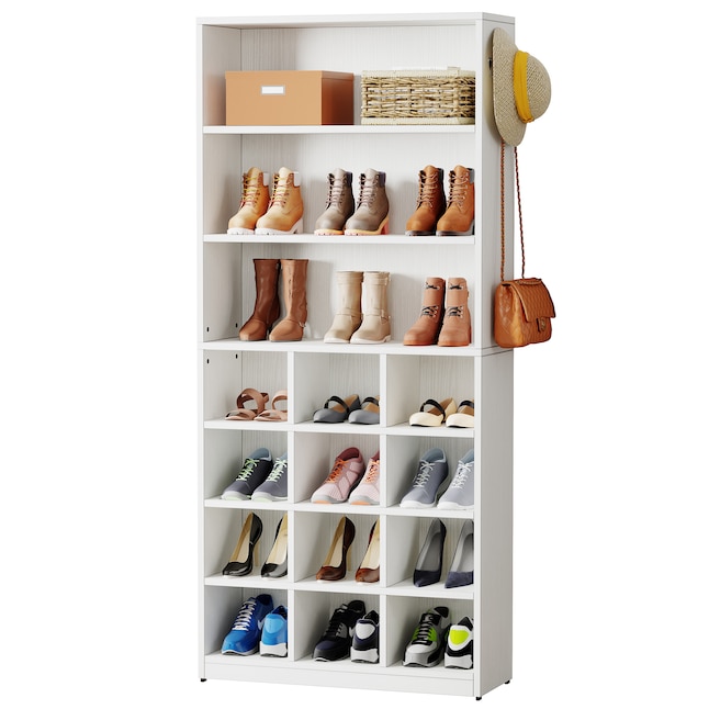 Tribesigns 8 Tier White MDF Shoe Cabinet