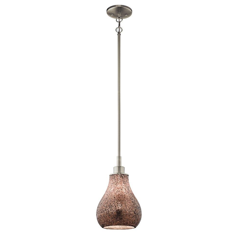 Kichler 65406 Crystal Ball Brushed Nickel Transitional Textured Glass Teardrop Mini Hanging Pendant Light