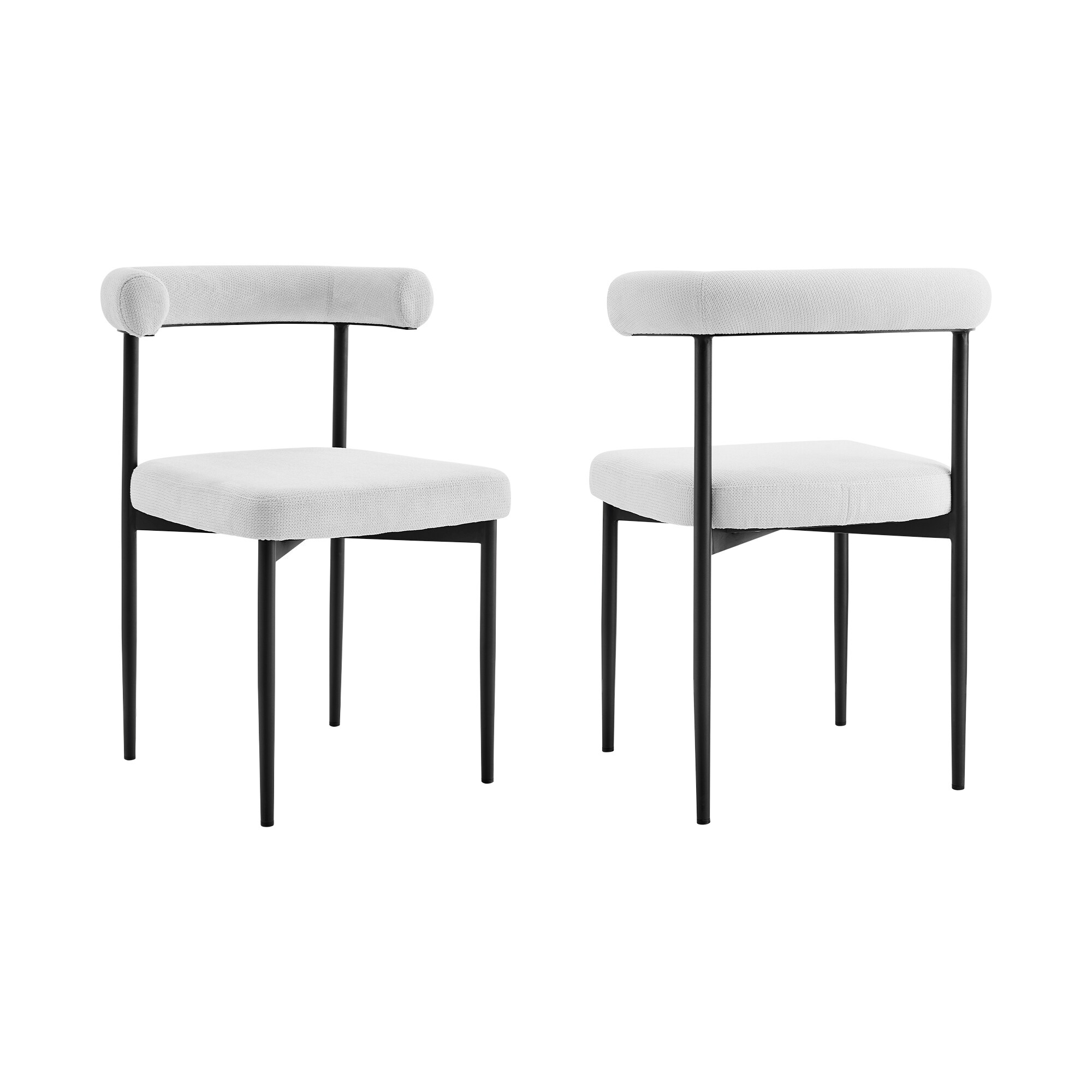Armen Living LCSNSIBLKCR Set of 2 Contemporary/Modern Synthetic Upholstered Dining Side Chair (Metal Frame)