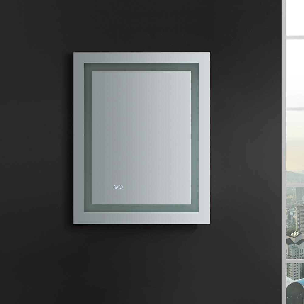Sleek 24"x30" Transitional LED-Lit Frameless Vanity Mirror