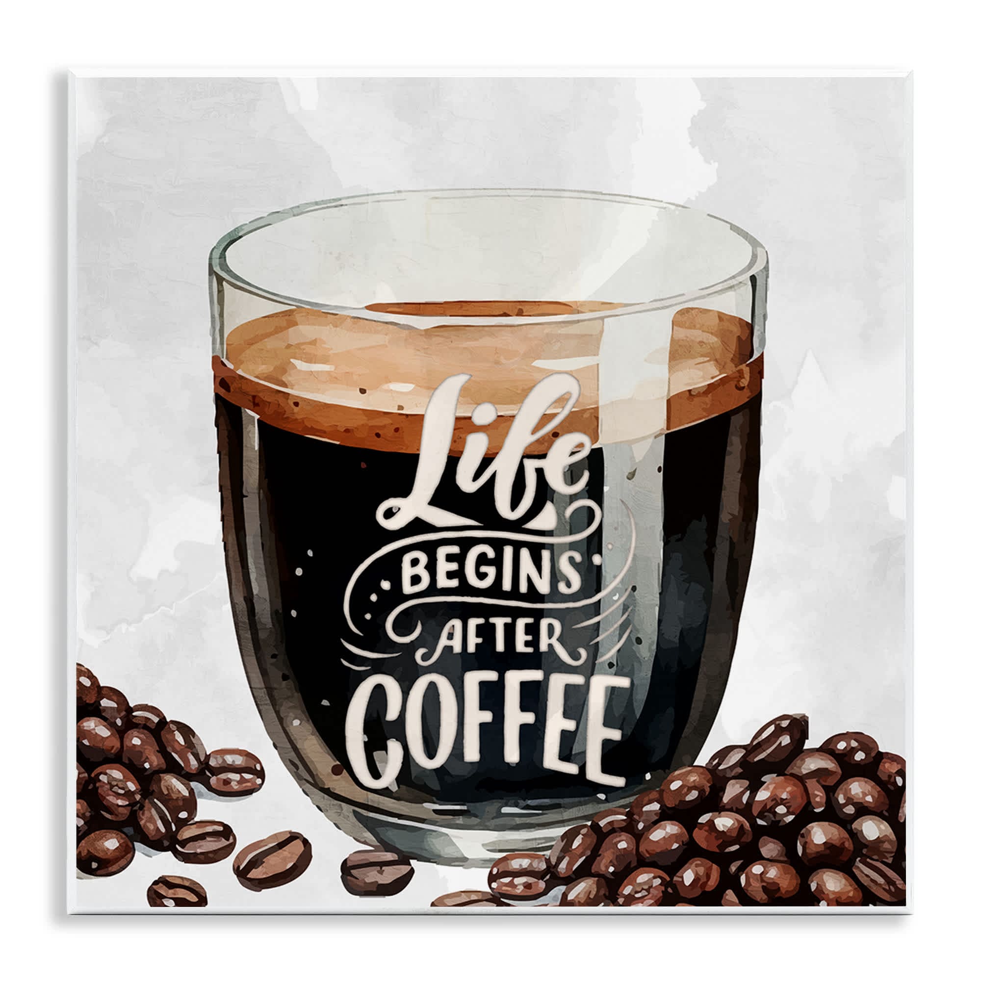 Stupell Industries BS-477-WD-12X12 Life Begins After Coffee Wall Plaque Art By Kim Allen 12 x 12