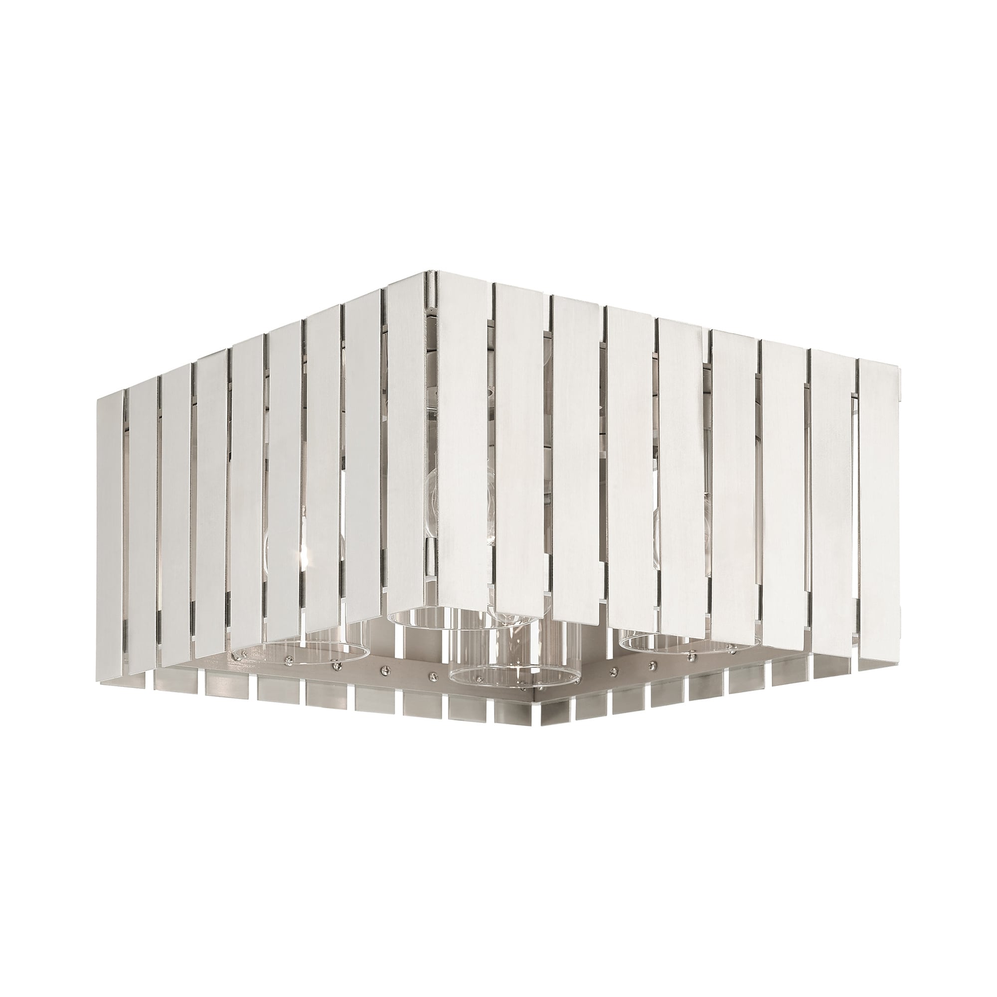 Livex Lighting 20754-91 Greenwich 4 -Light 13-in Brushed Nickel Indoor/Outdoor Flush Mount Light