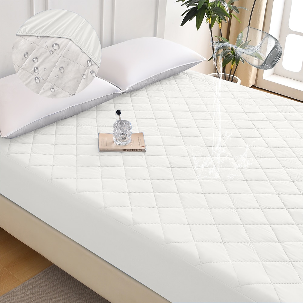 Dexmalle T3656P353623 Queen Size Soft White Diamond Grid Ultrasonic Waterproof Mattress Protector