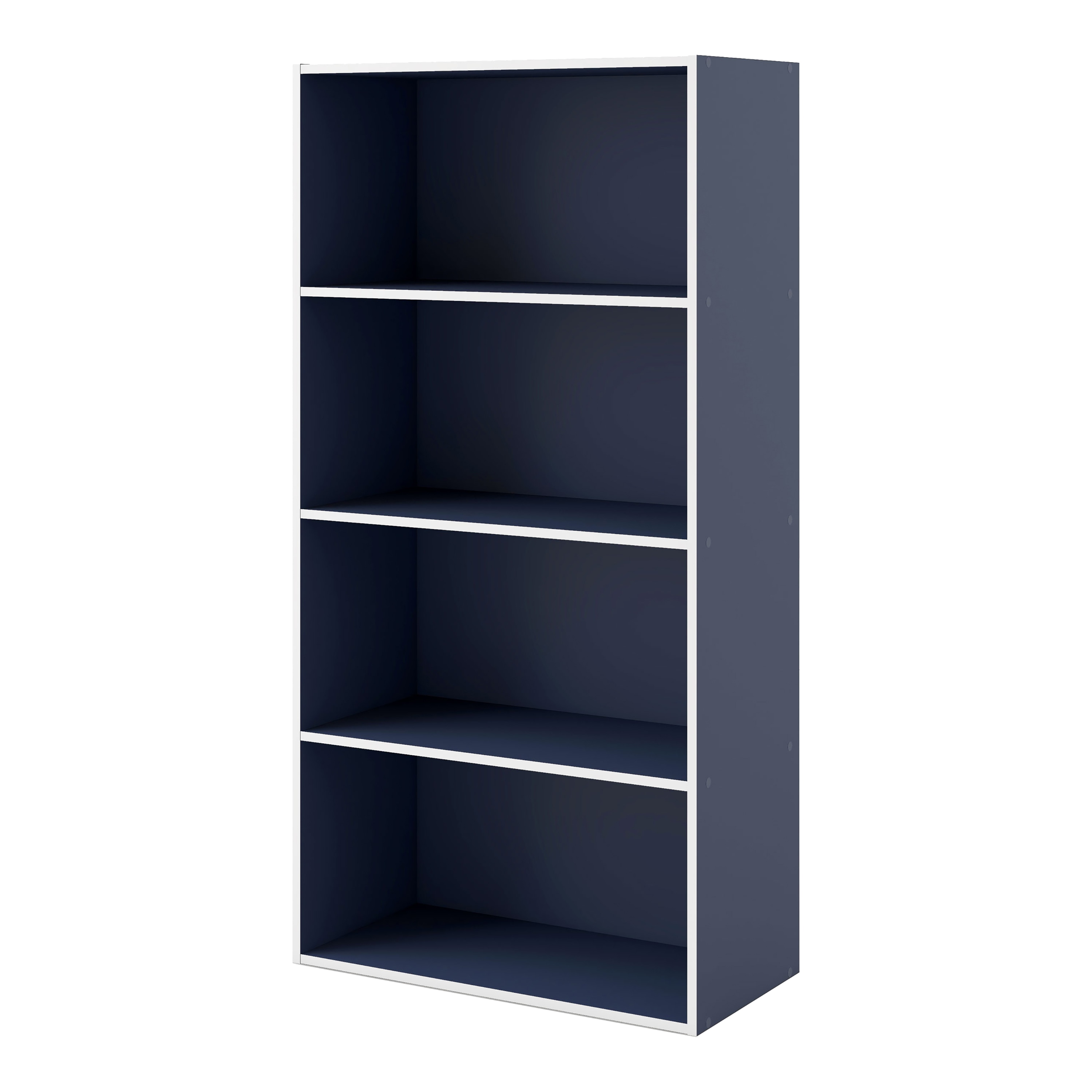 Quincy Steel Blue Composite 4-Tier Stackable Cube Bookcase